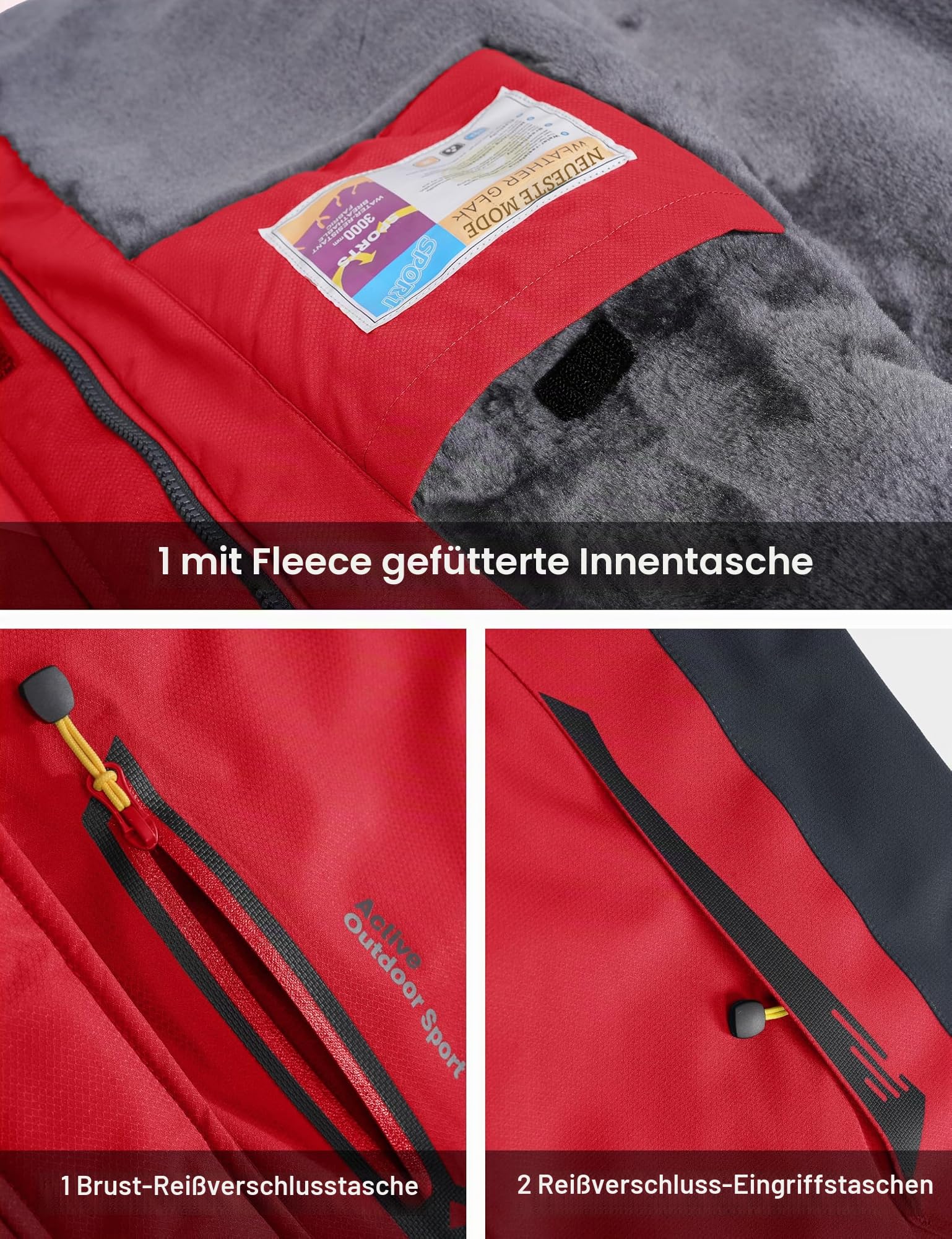 MAGCOMSEN Winterjacke Herren Wasserdicht Skijacke mit Abnehmbarer Kapuze