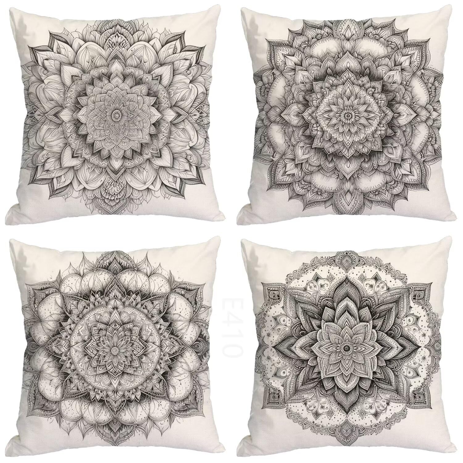 Grigio chiaro Federe Cuscini Divano 50x50cm,4 Pack retrò Estate Esterno Cuscini per Divano,Doppio Lato Quadrato Morbido Cuscini Divano,per Divano Soggiorno Sedia Autunno Dekoration Cuscino LY-410