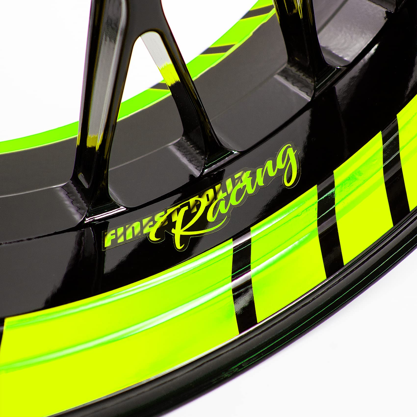 Finest Folia Juego de 18 pegatinas para llantas de moto y coche, diseño completo, para llantas de 15", 16", 17", 18", 19 pulgadas, MR020 (amarillo neón)