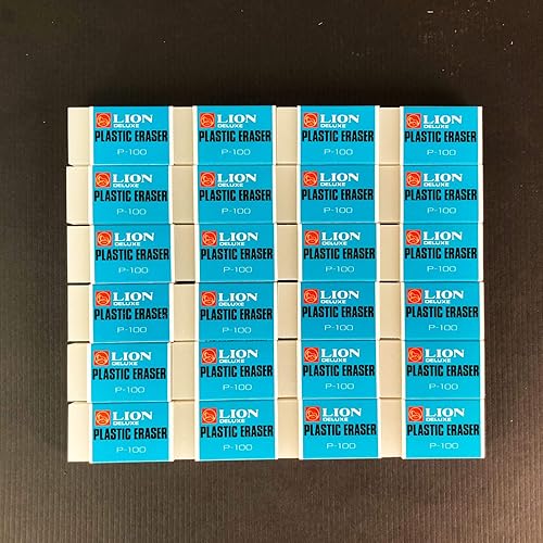Miniatura 2 de LION Borradores de plástico blanco translúcido, 24 EABox, 1 caja (P-100)
