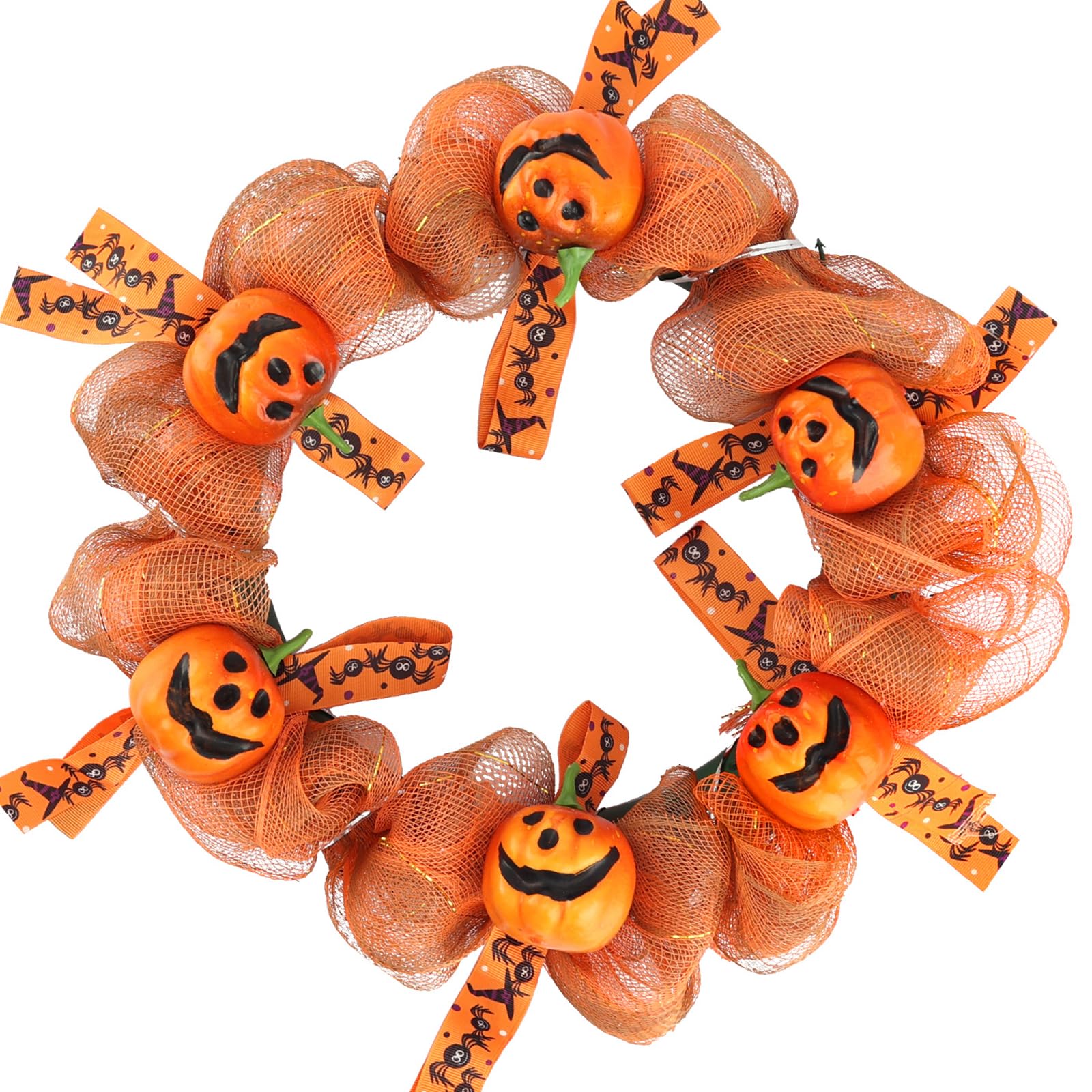 Halloween Door Wreath Pumpkin Wreath, Outdoor Indoor Halloween Decorations, Fall Decorations with Wood Pumpkins Thanksgiving Decorations
