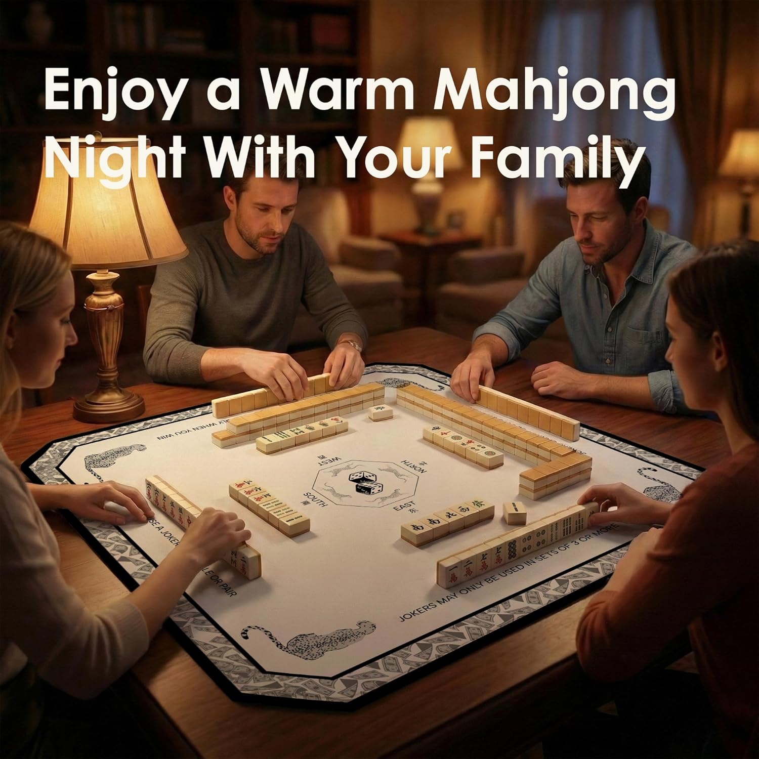Mahjong Mat - 31”x31” Portable Mahjong Table Mat with Carrying Bag, Non-Slip and Noise Reduction Mahjong Mat for Table, Durable Washable Game Mat for Mahjong, Poker, and Board Games (Black)