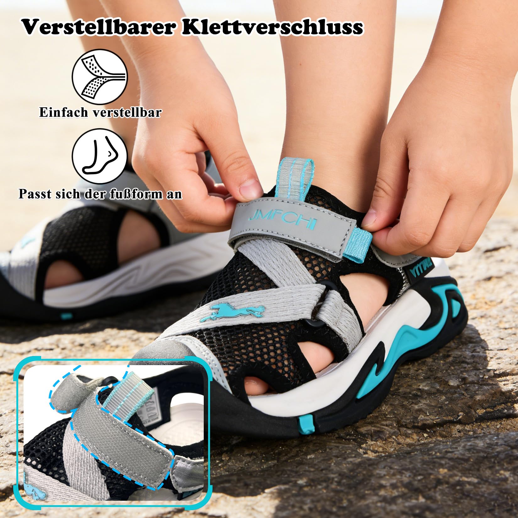JMFCHI Sandalen Jungen Trekkingsandalen Kindersandale Geschlossene Mädchen Sommerschuhe Rutschfest Outdoor Sportsandalen
