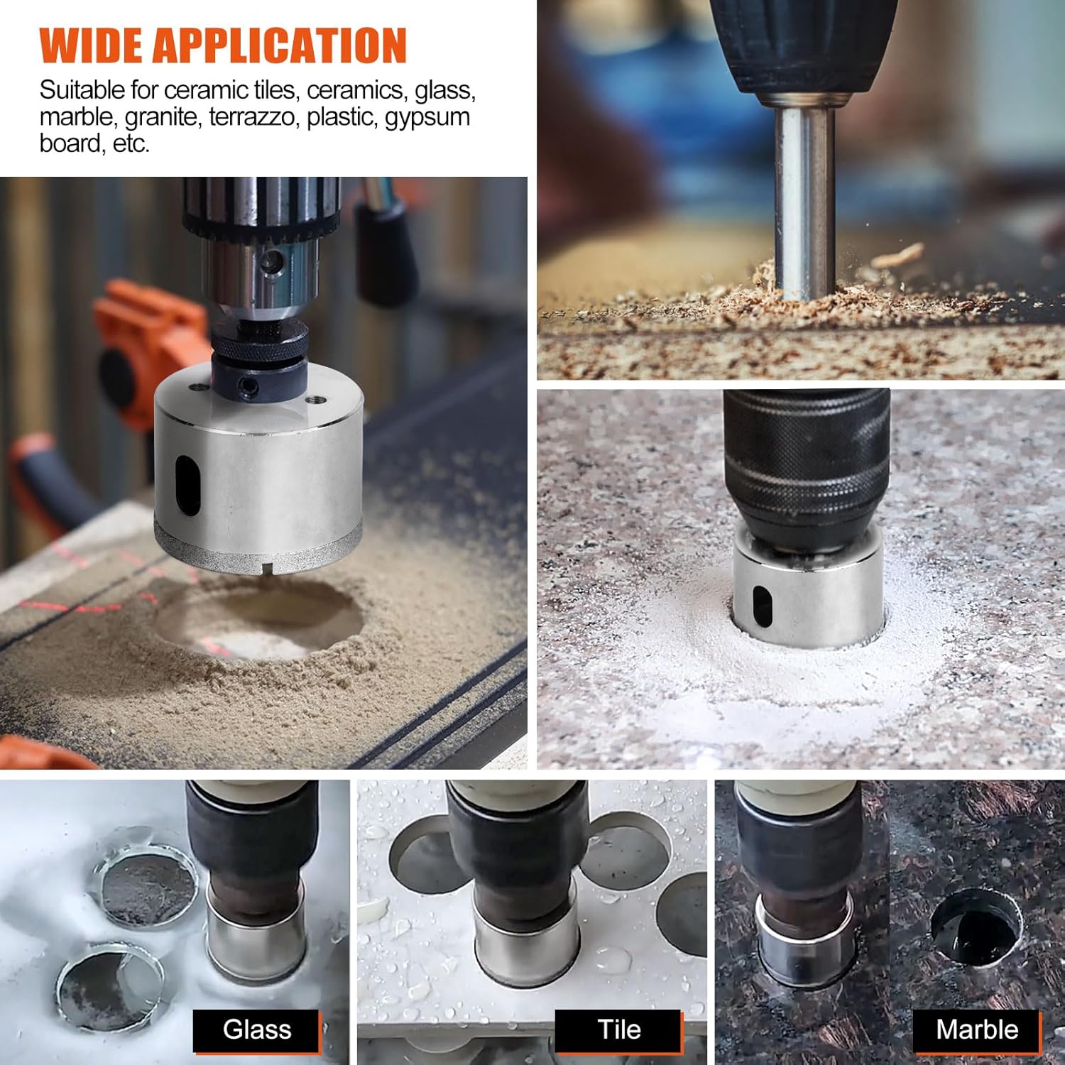 MARSBASE Diamond Hole Saw Kit - 10 PCS Tile Drill Bits Set With EVA Mould for Guide Jig - Electroplated Hollow Drill for Tiles, Ceramic, Glass, Gypsum, Marble, Granite