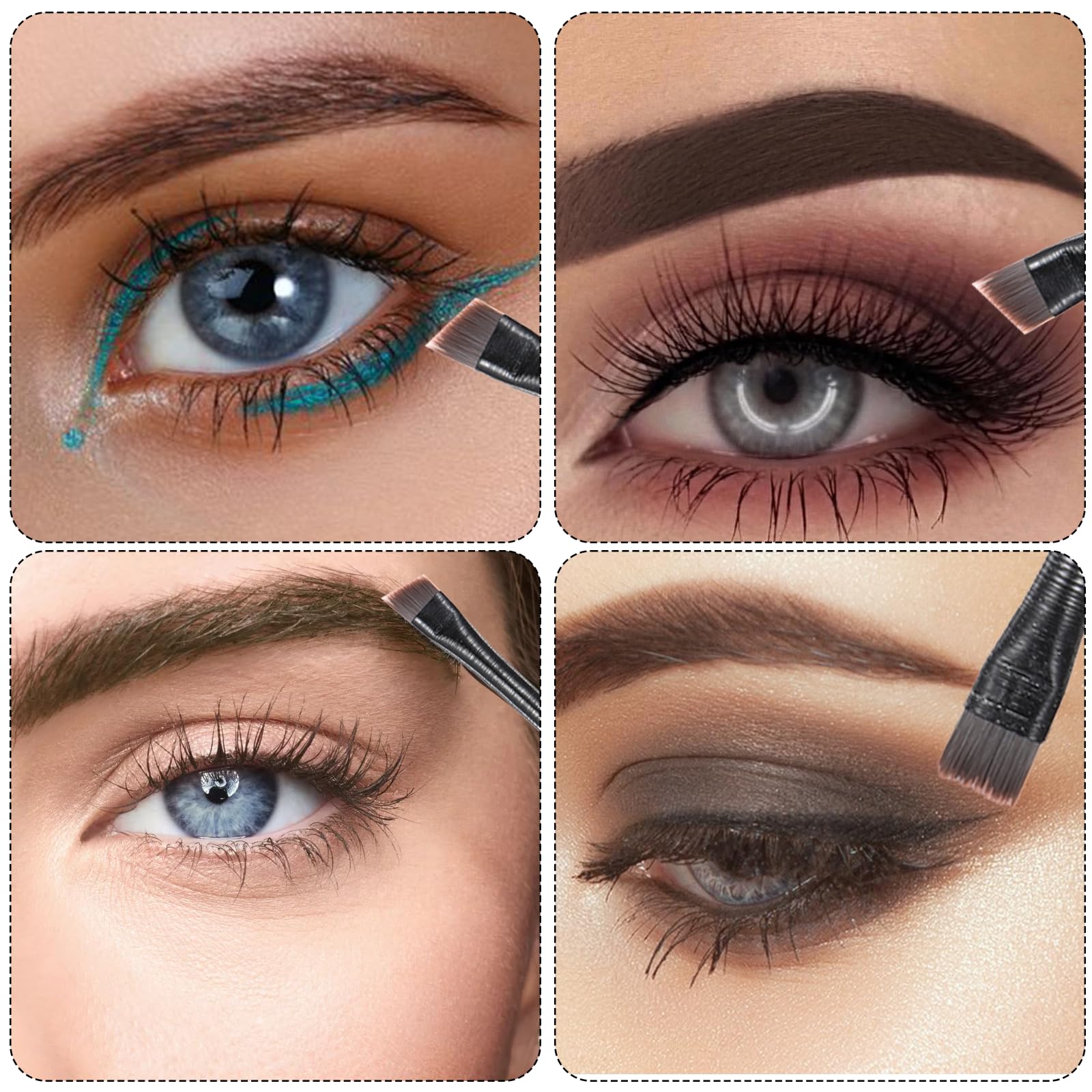 Pinceles delineador de ojos y cejas, cepillo ángulo fino, set 3 brochas maquillaje mujer