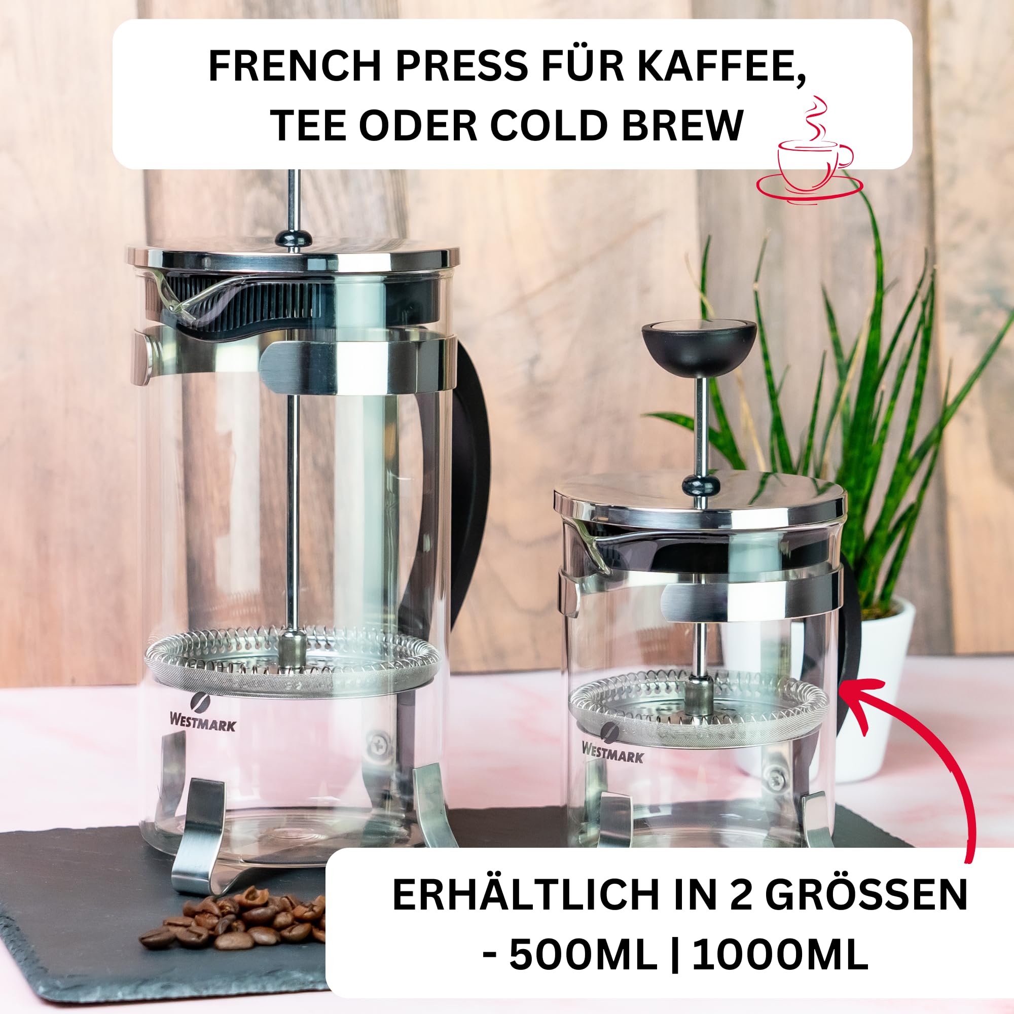Westmark Caffettiera francese French Press, 500 ml, Brasilia, Senza BPA, Acciaio inox, 24702260