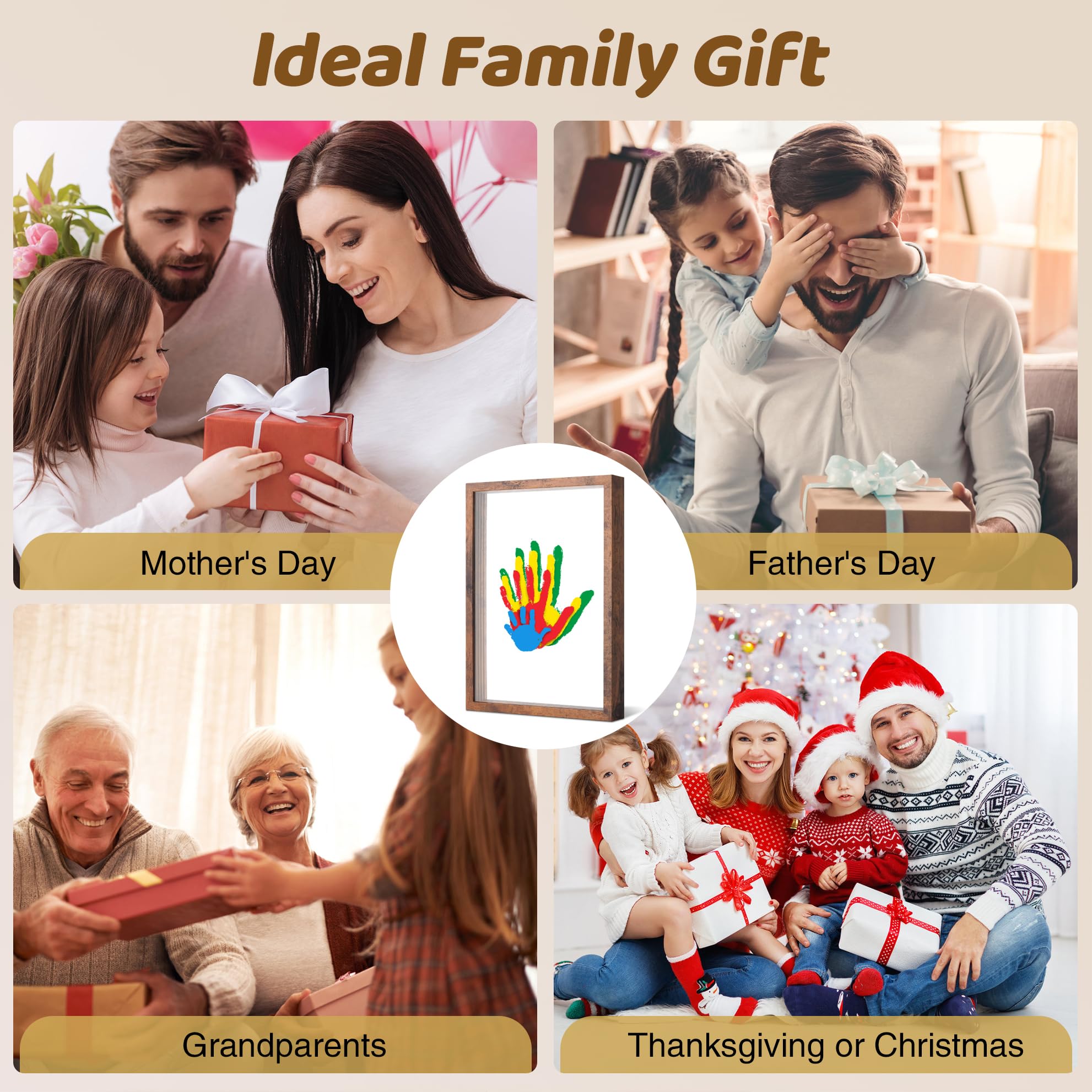 Kit de huellas de manos familiares, marco de recuerdo de manualidades, kits de impresión de mano de bebé, regalos familiares para nueva mamá, nuevos padres, abuelos, día del padre, día de la