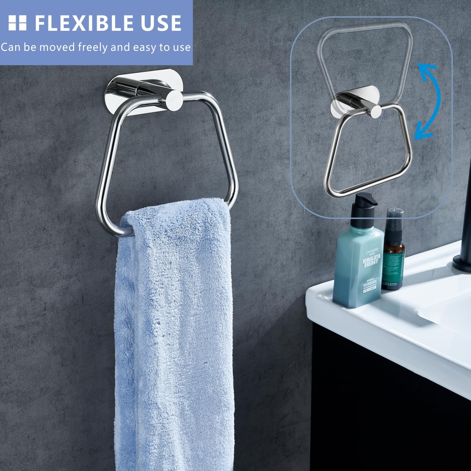 Toallero Autoadhesivo de Acero Inoxidable 304 para baño, Cocina, Gancho para Toalla de baño con diseño de Escalera, Montaje en Pared sin taladrar (Cromo)
