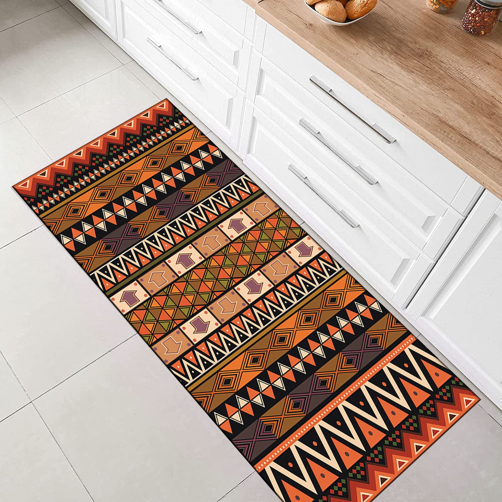 Läufer Teppich Flur Modern Abstrakt Marokkanisches Geometrisches Design Rutschfest Waschbar Teppich für Wohnzimmer Küche