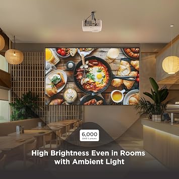 ViewSonic LS740W 6000 Lumens WXGA Laser Projector, High Brightness for Conference Rooms, 1.3x Optical Zoom, H/V Keystone, and 360-Degree Projection for Flexible Setup, HDR Support, and HDMI Inputs