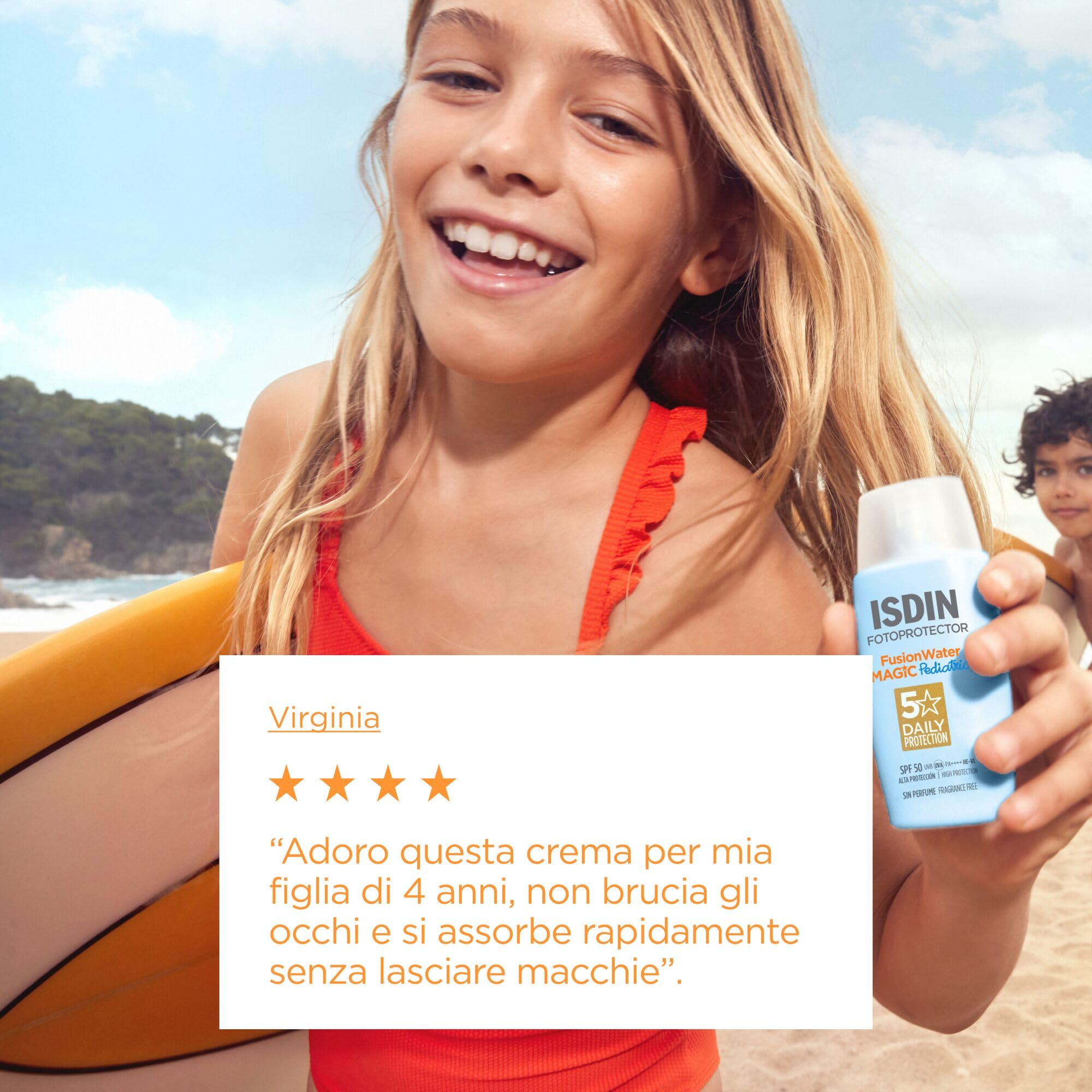 ISDIN Pediatrics Fusion Water MAGIC SPF 50 (50 ml) | Crema Solare Viso per Bambini | Texture Ultraleggera | Adatto per Tutte le Tipologie di Pelle