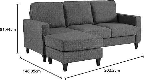 Miniatura 37 de Serta Harmon Sofá seccional reversible sala de estar, moderno sofá de tela de 3 asientos en forma de L. Gris-oscuro,Azul,Crema