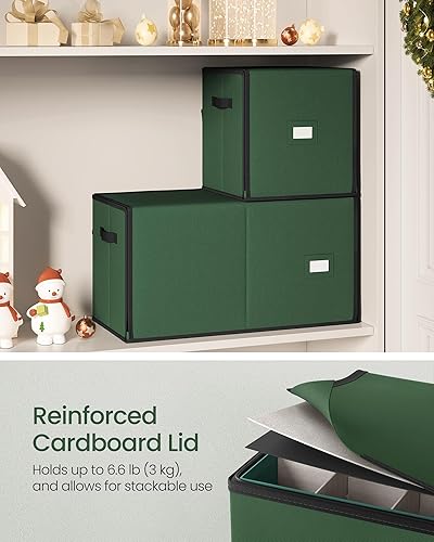 Miniatura 7 de SONGMICS Caja de almacenamiento de adornos de Navidad, con lateral abierto, contenedor de almacenamiento de Navidad apilable con tapa, 4 bandejas de