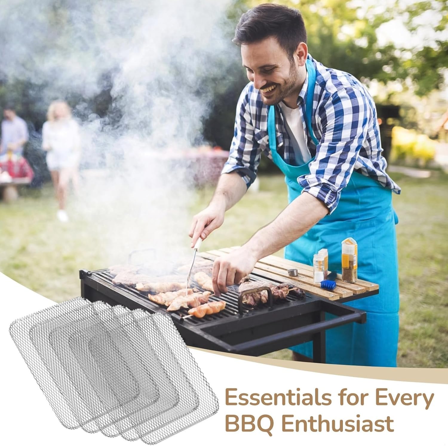 20 Pack Disposable Bbq Grill Mesh Mats, Non-Stick Rectangular Grill Liners, Ideal For Grilling, Camping, Picnics, And Bbqs