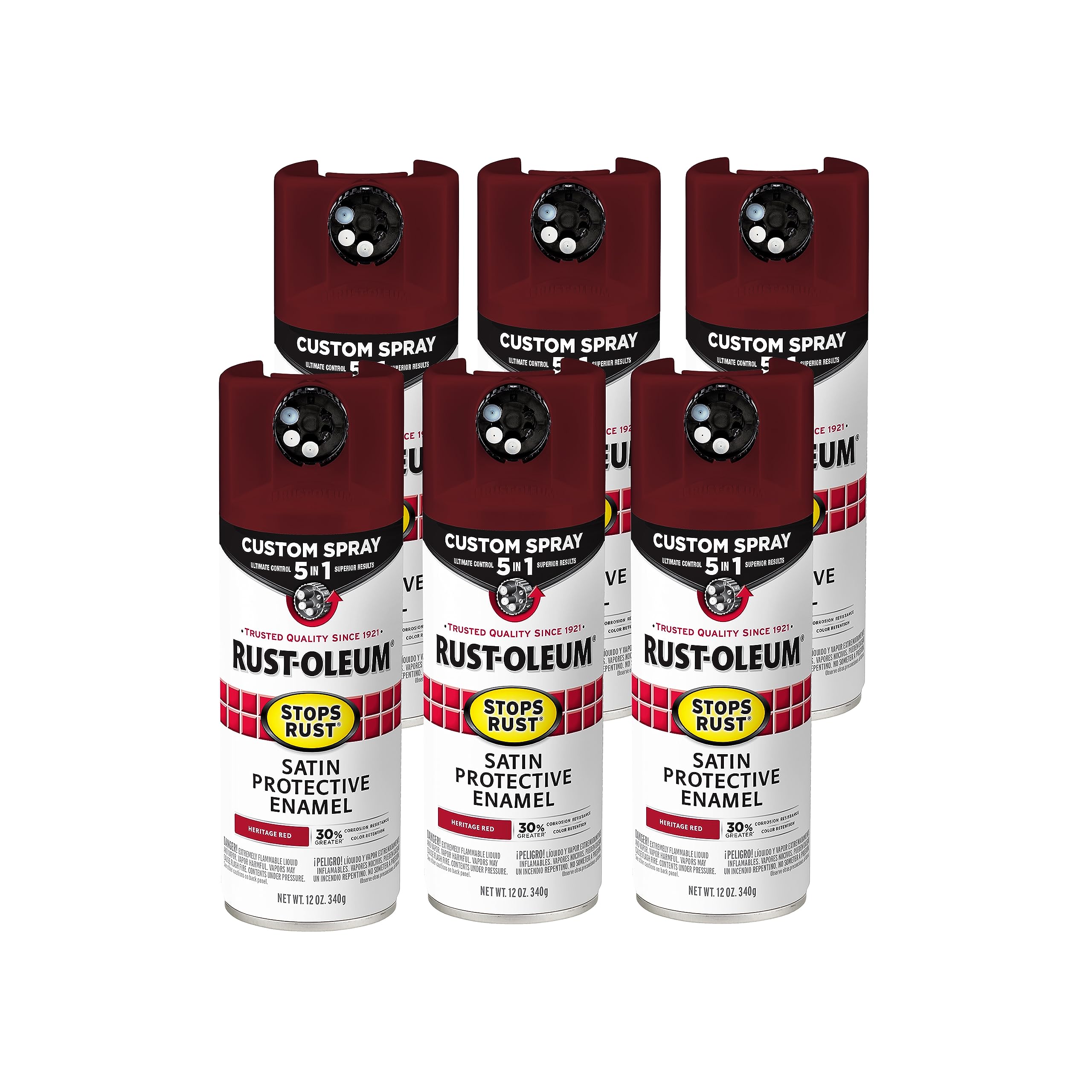 Rust-Oleum Stops Rust Custom 5-in-1 Spray Paint, Satin Heritage Red
