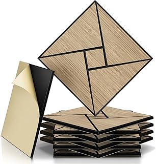 JAMELO Panneaux Acoustiques Placage de Bois 10 Pièces | Mousse Acoustiques 30x15x1.2cm Panneaux Muraux 3D Auto-Adhésifs Pour Plafond/Porte/Décoration Murale, Revêtement Mural en Noyer