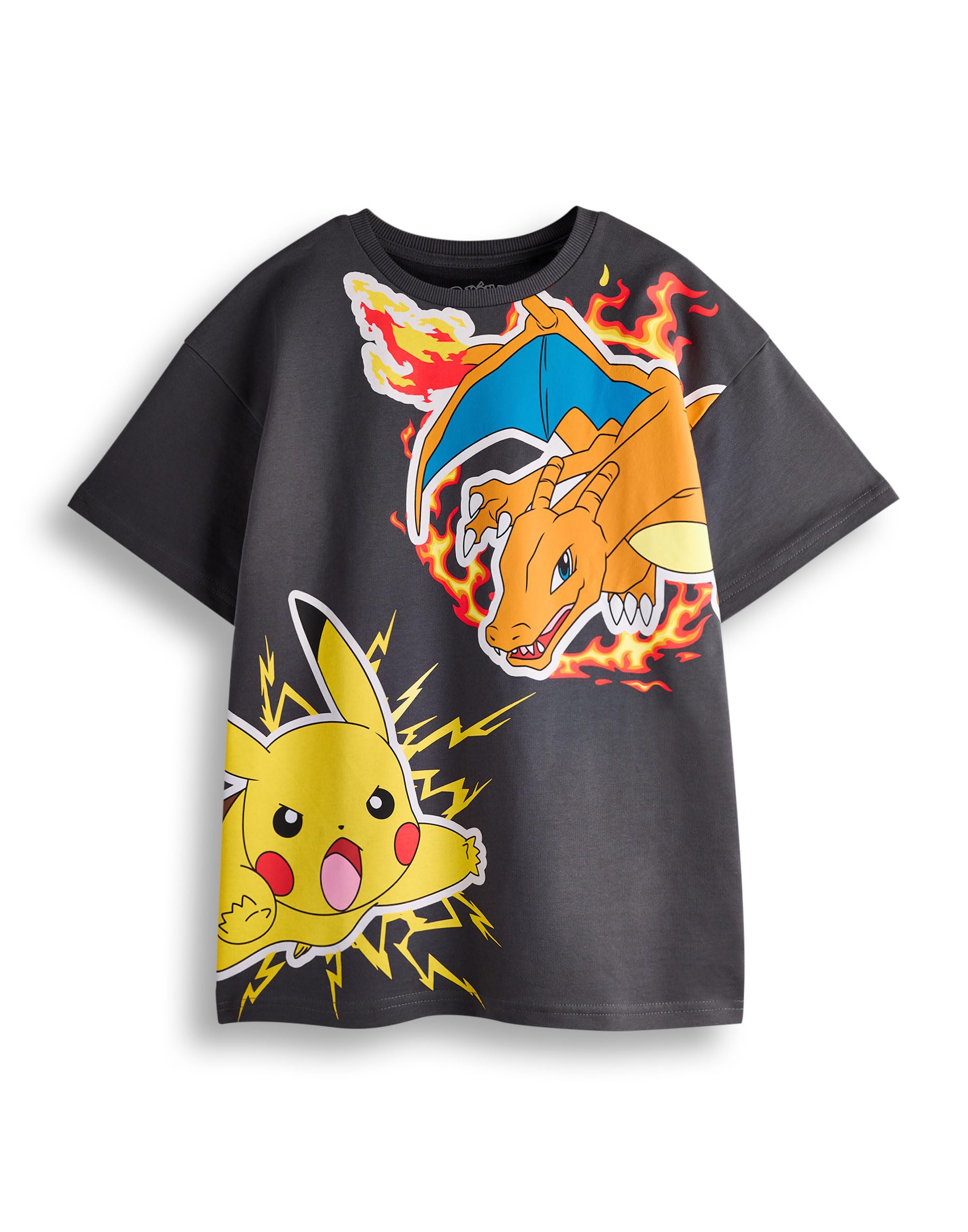 Pokemon Ensemble T-Shirt & Short Garçon | Enfants gris foncé à manches courtes graphique Tee & Bottoms Clothing Bundle | Pikachu Dracaufeu Pokeball Tenue complète assortie | Jeu, série télévisée