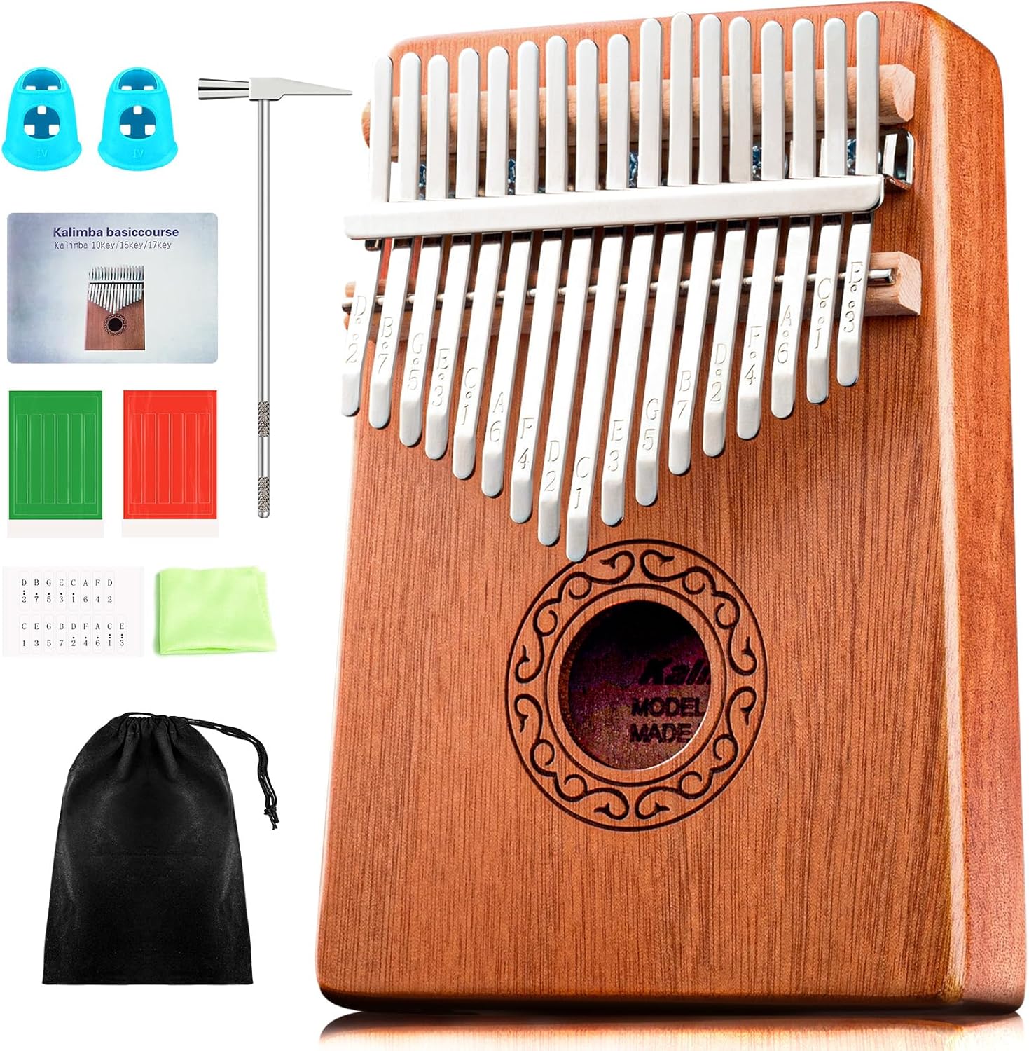 CAHAYA Kalimba 17 Keys Thumb Piano Finger Marimba Instrument with 2