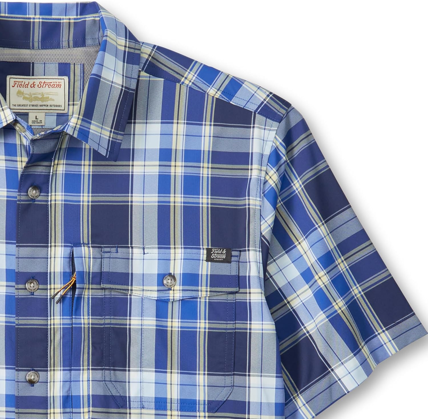 Field & Stream Men's Line Burner Short Sleeve Fishing Shirt, Sunkissed Plaid - Image 6