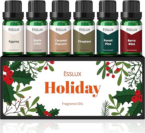 Aceite aromático, ESSLUX Holiday Set de aceites perfumados, aromas para hacer jabón y velas, juego de regalo de aceites esenciales de Navidad para