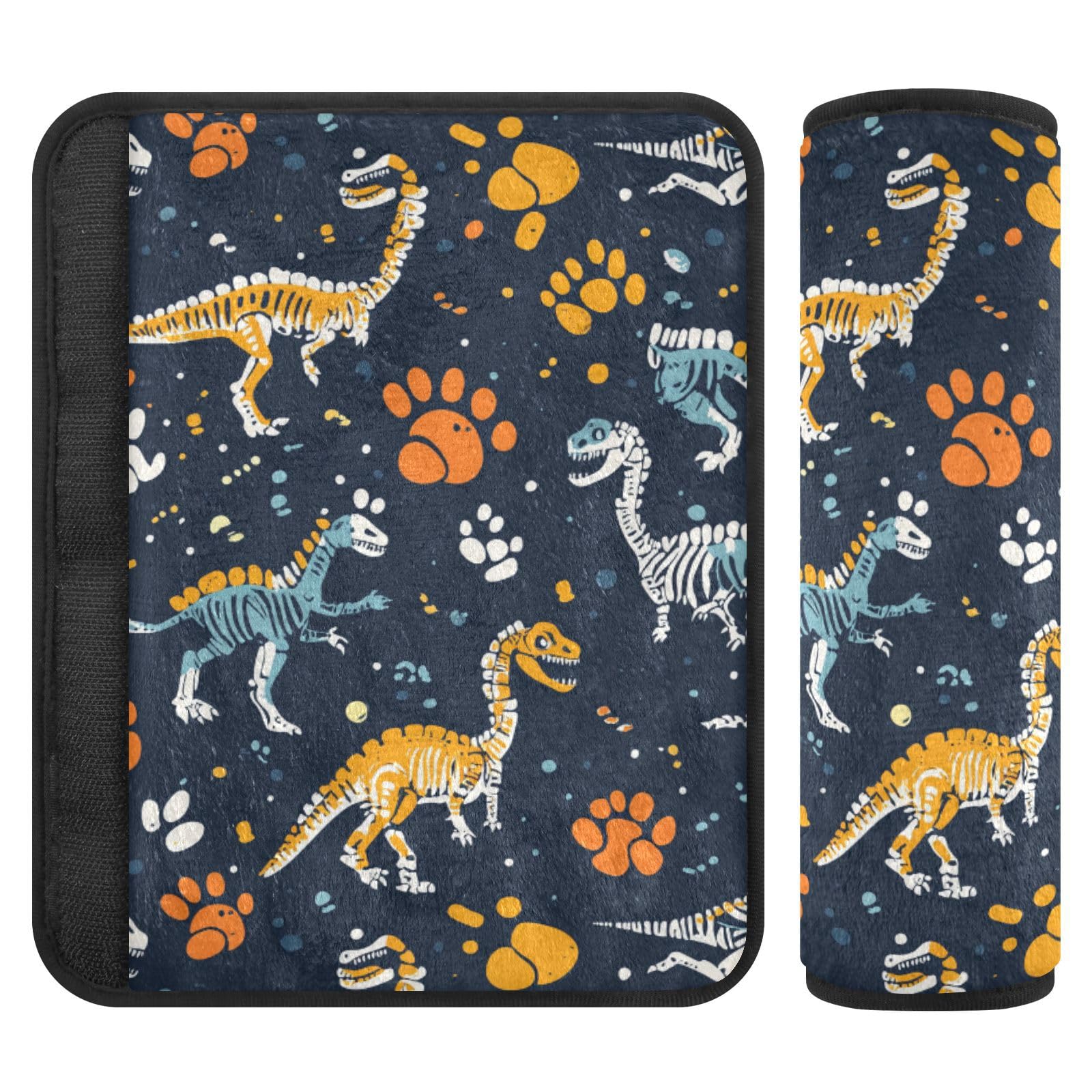 Seat Belt Covers 2 Pack Colorful Dinosaur Car Seat Strap Covers Super Soft Bones Car Seat Neck Cover for Boys Girls Adults Babies S