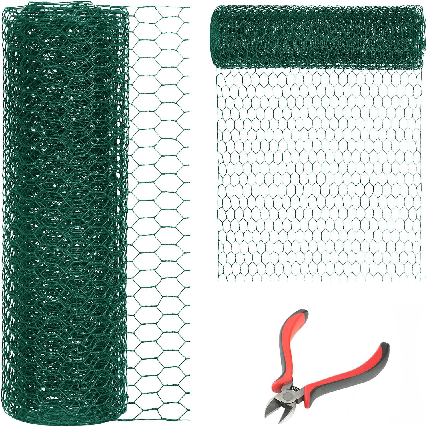 48'' x 150' green chicken wire fencing, 1 inch chicken wire and 19 gauge poultry netting, garden mesh fence roll for floral arrangements/crafts/farm/livestock/pet protection