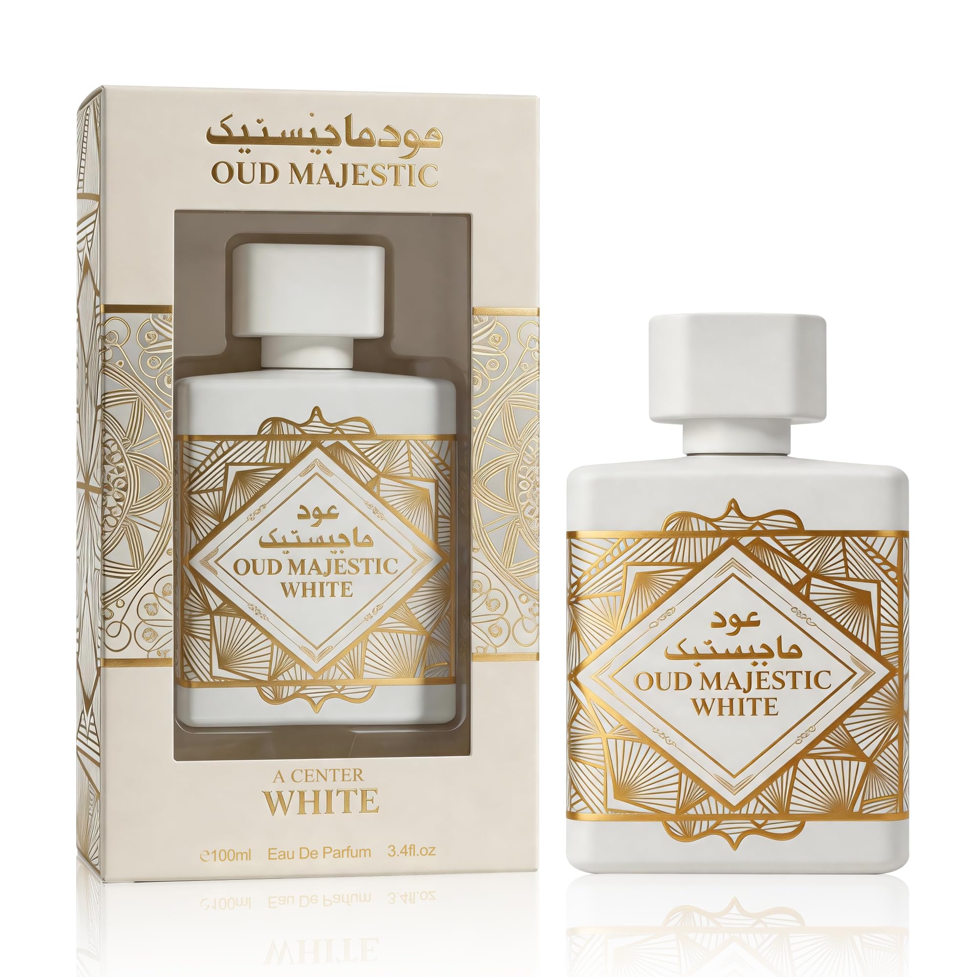 Oud Maje White For Men Eau de Parfum 3.4 Fl Oz 100ml | Crisp Woody Floral Fragrance | Zes…