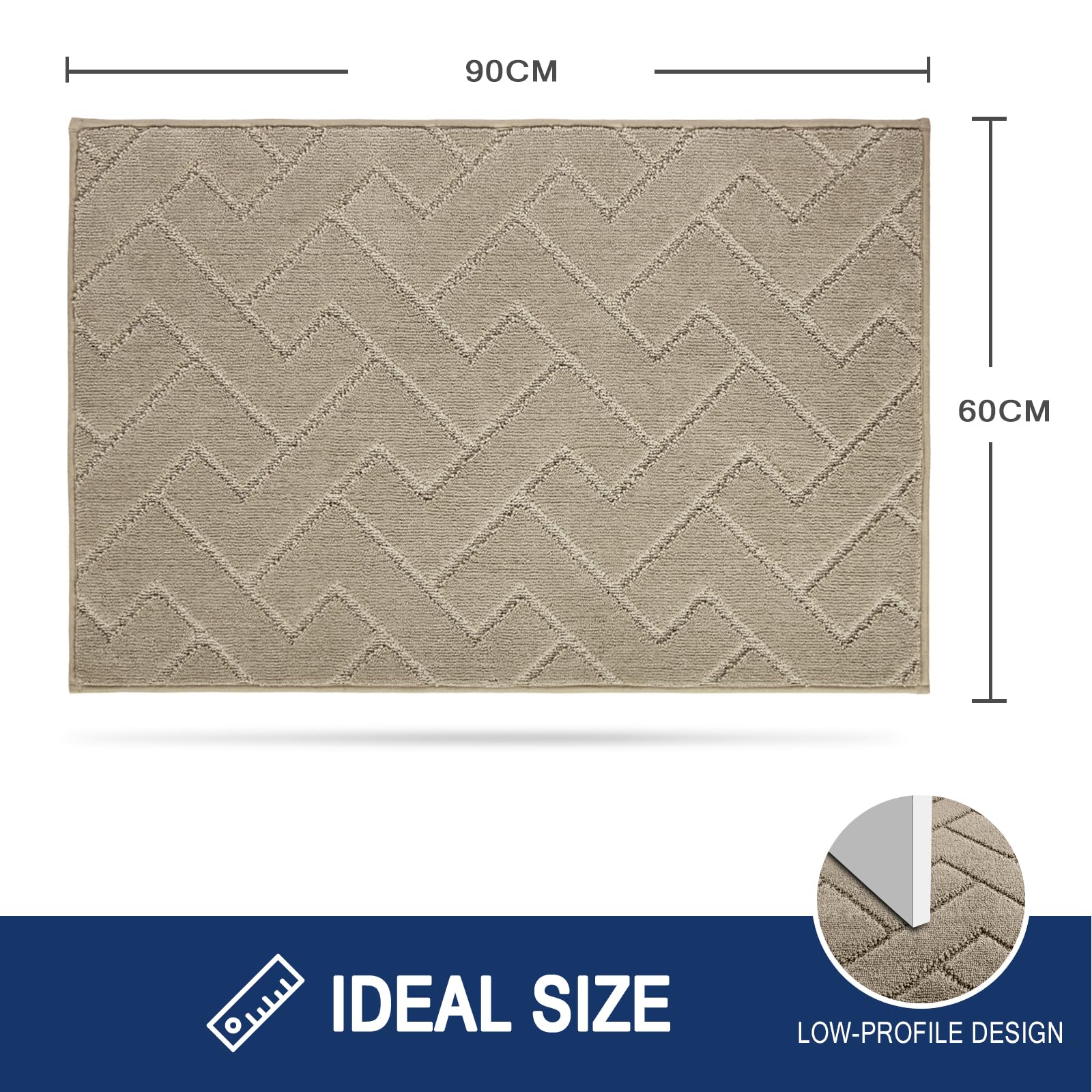 FCSDETAIL Felpudo Entrada Casa 60 x 90 cm, Alfombra Antideslizante y Lavable en Lavadora, Alfombra Atrapapolvo Absorbentes para Perro, Entrada, Puerta y Pasillo