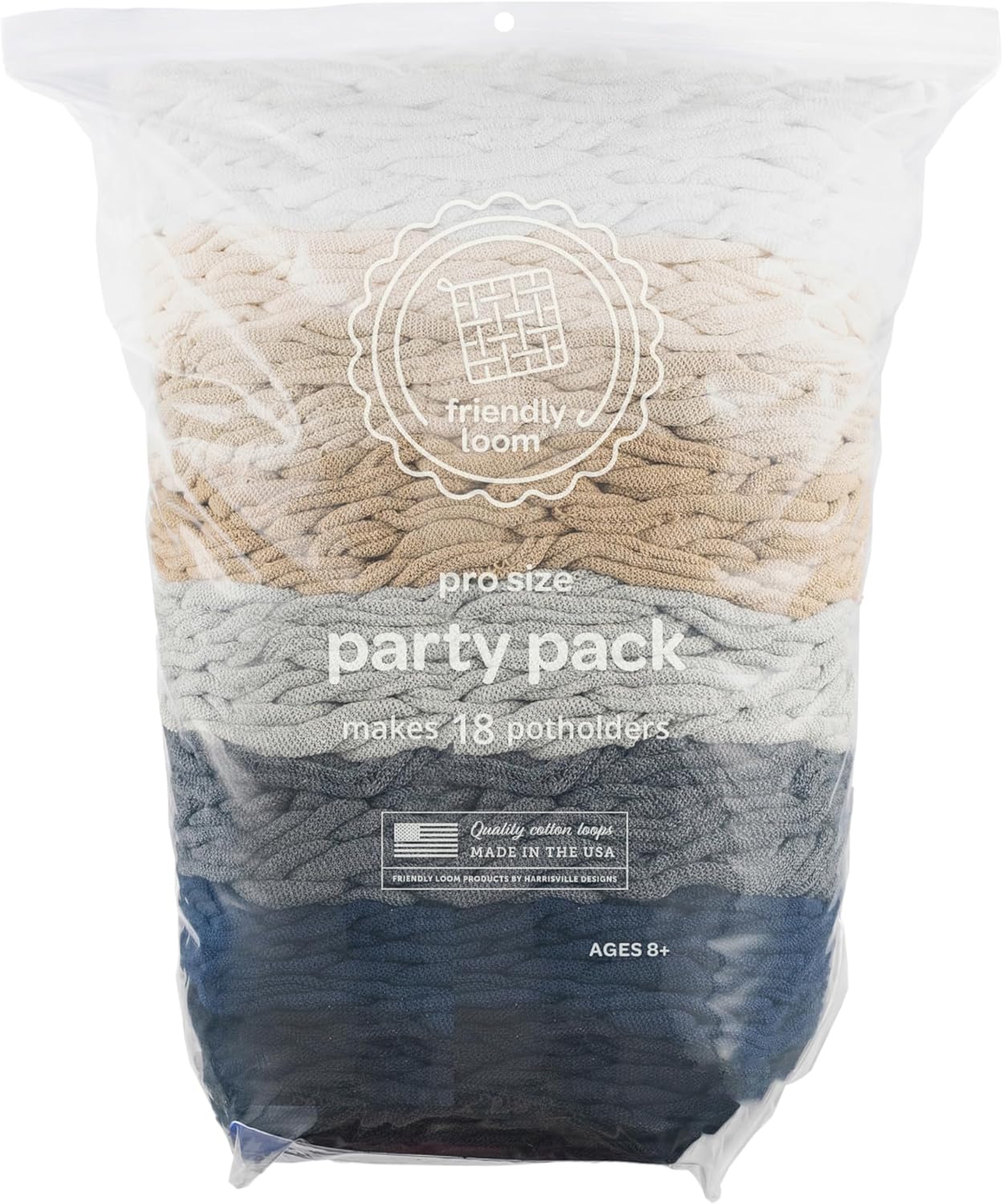 friendly loom Quality Cotton Weaving Loops in Neutral Colors – 10” PRO Size | Weave 18 Functional Potholders | Made in the USA