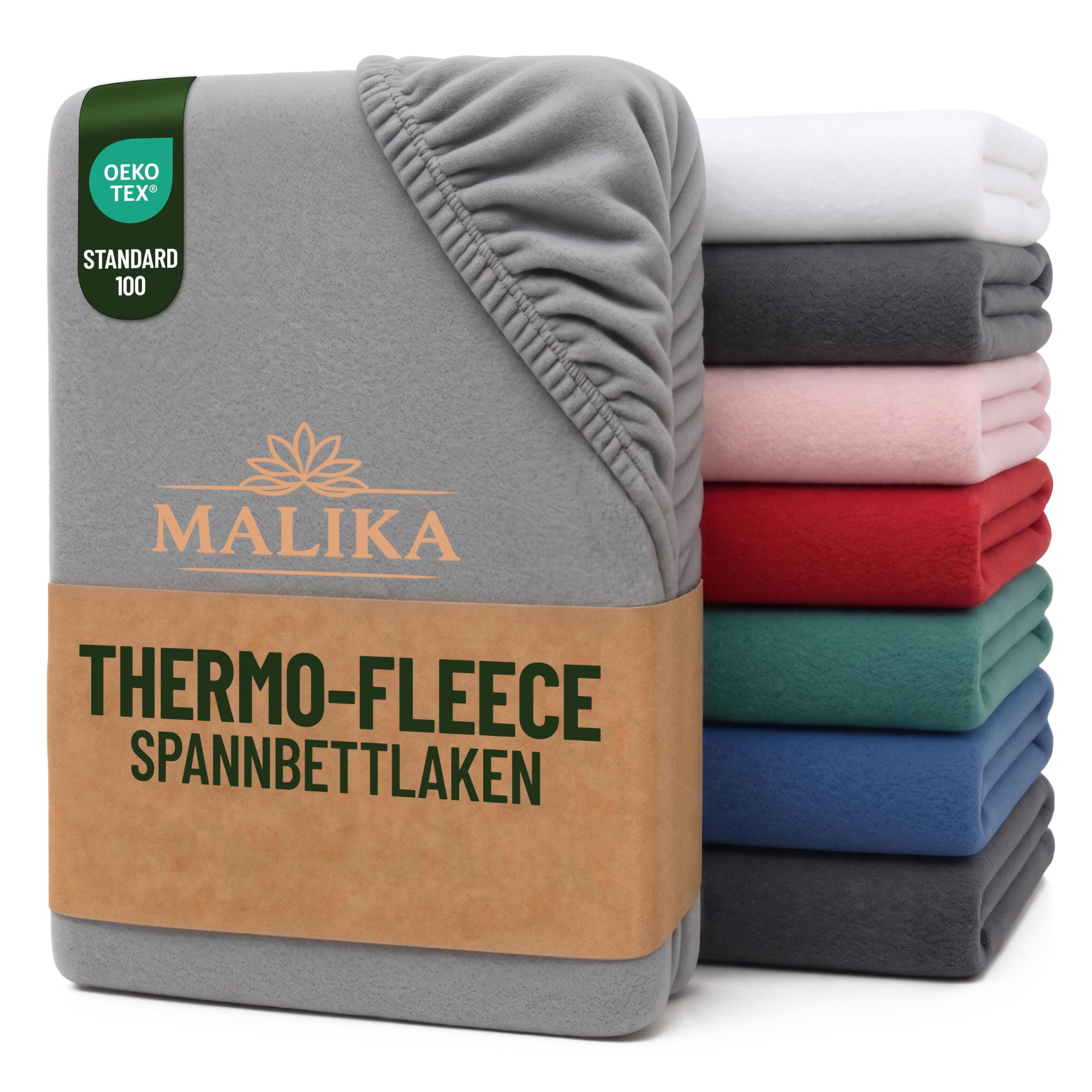 Malika® Winter Thermo Fleece Spannbettlaken, kuschelig weich Flausch Spannbetttuch, Betttuch Jersey flauschig Soft Plüsch Laken, Farbe:Taupe, Größe:180-200 x 200 cm