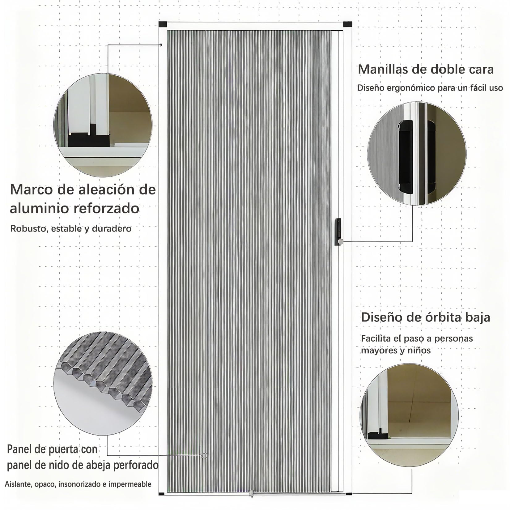 Puerta Plegable Corredera,Puerta Plegable Invisible De Nido De Abeja,60 65 70 75 80 85 90 CM Ancho,Separador Interior Puertas de acordeón,para Cocina y Dormitorio 70×203cm Gris