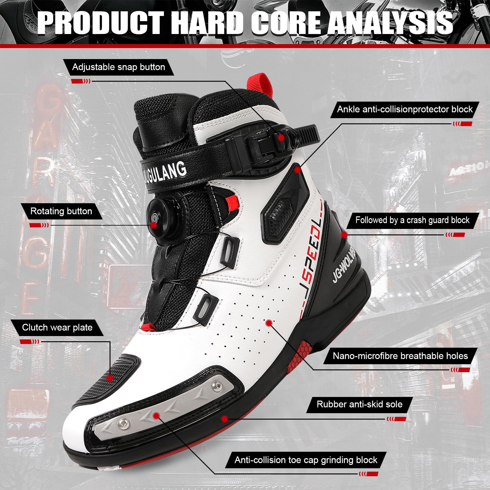 Scarpe da Moto Uomo Stivali Motocross - Protezione Caviglia | Stivali Motociclisti Chiusura Rapida, estivi traspiranti e impermeabili Antiscivolo, Resistenti e Rinforzate