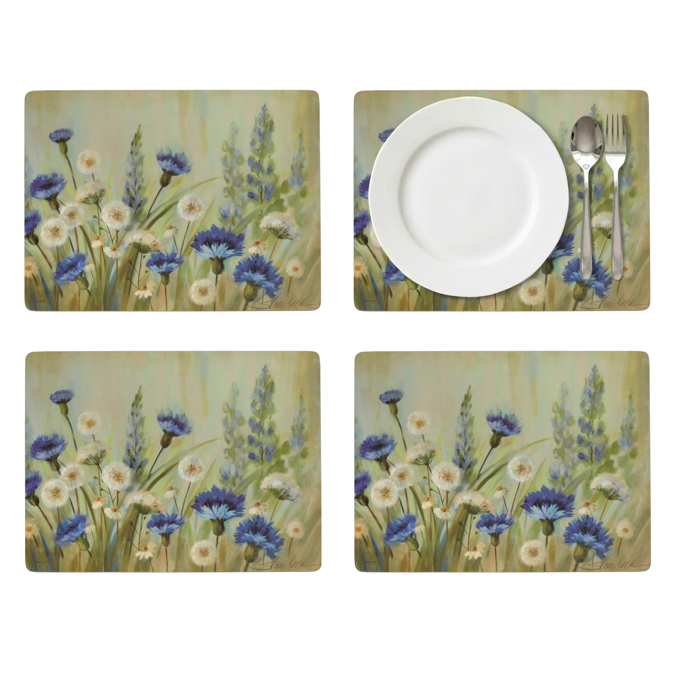 Pimpernel Fleur des Champs Collection Tischsets | 4er-Set | hitzebeständige Matten | Korkunterlage | hartes Tischset für Esstisch | Maße: 39,9 x 29,7 cm Mehrfarbig