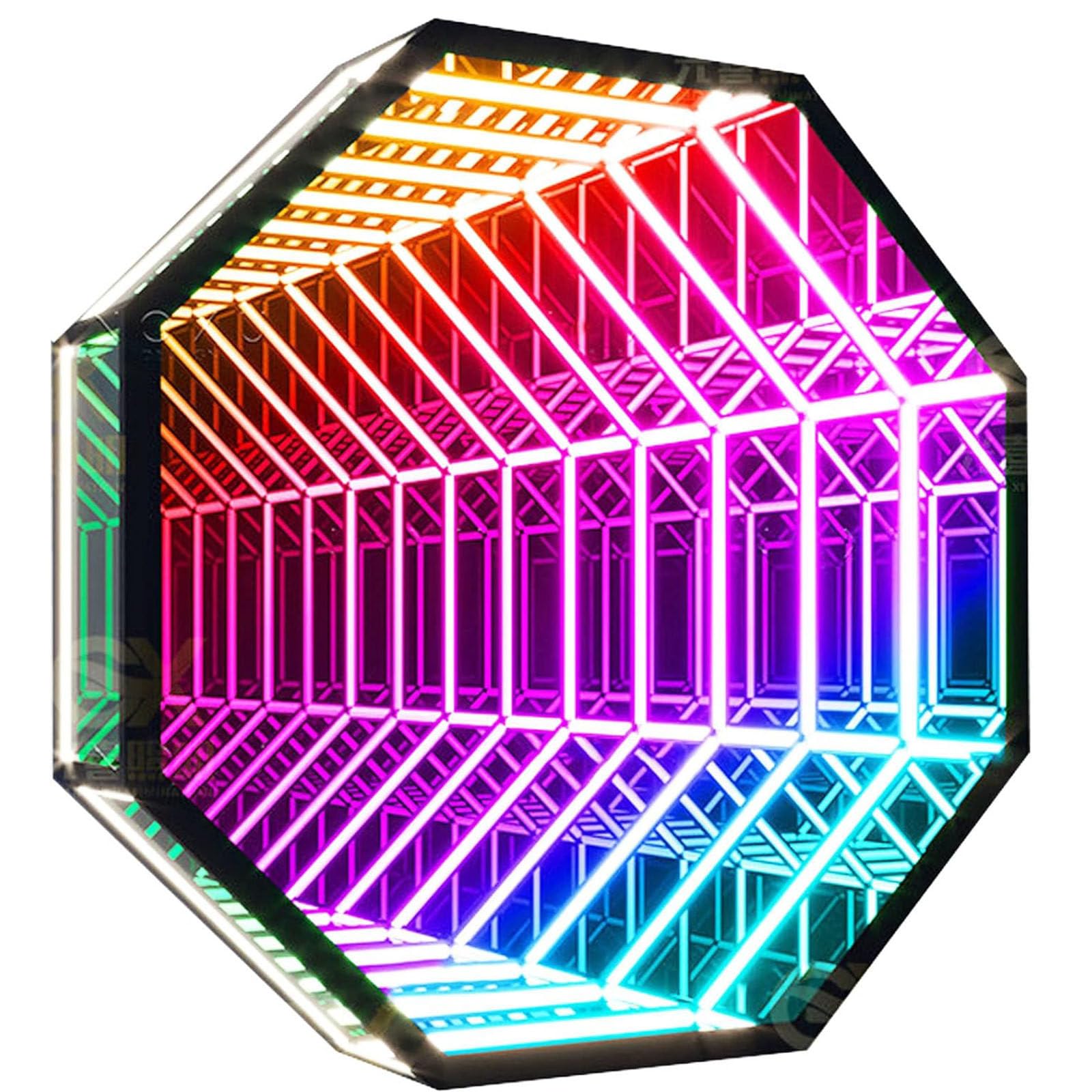 Lampa tunelowa, lustro nieskończoności, RGB LED, lampka nocna z pilotem zdalnego sterowania, do pokoju gier, lustrzana lampa ścienna 3D, 50 cm