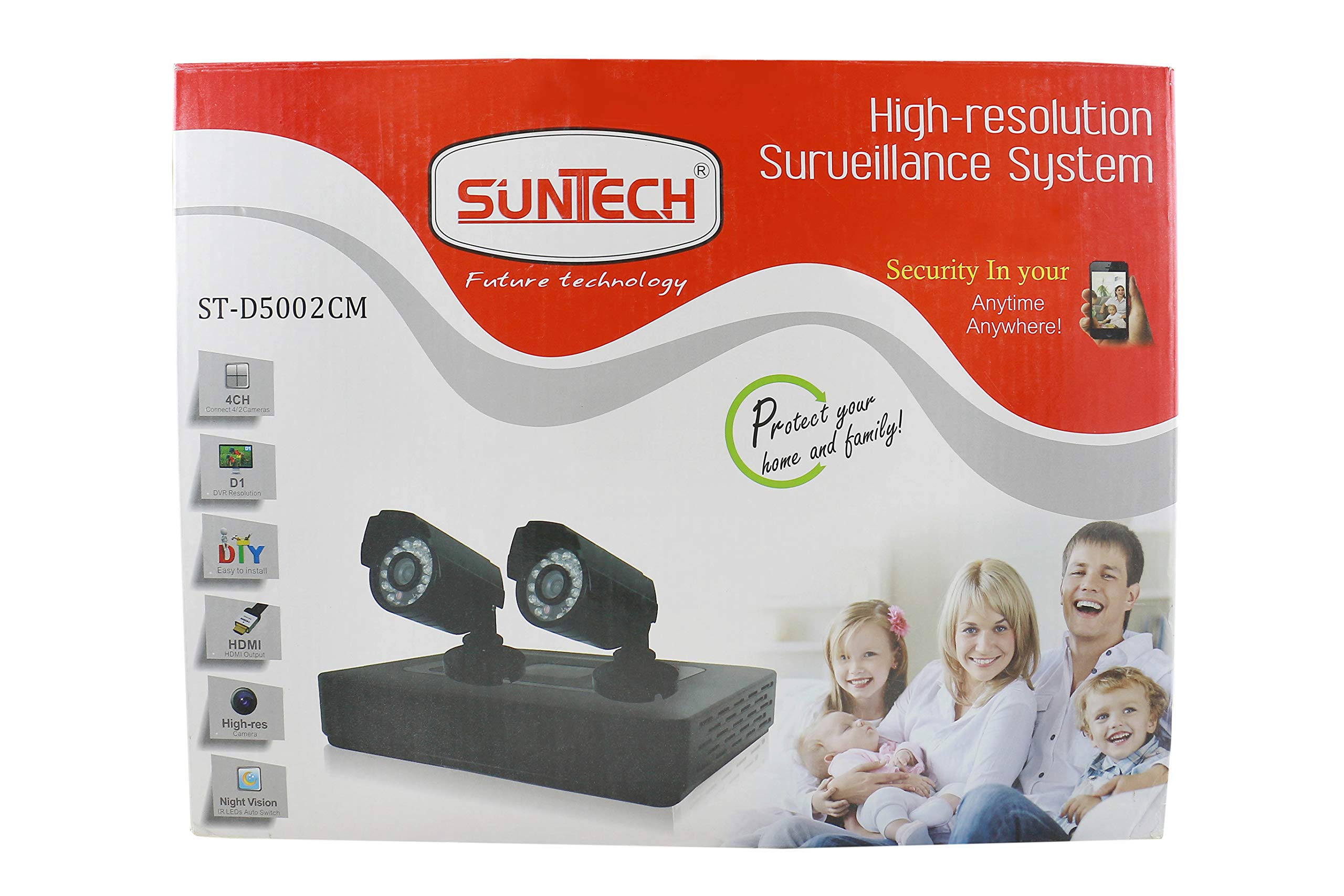 SUNTECH 4CH DVR KIT WITH 2P CAMERAS ST-D5002CM