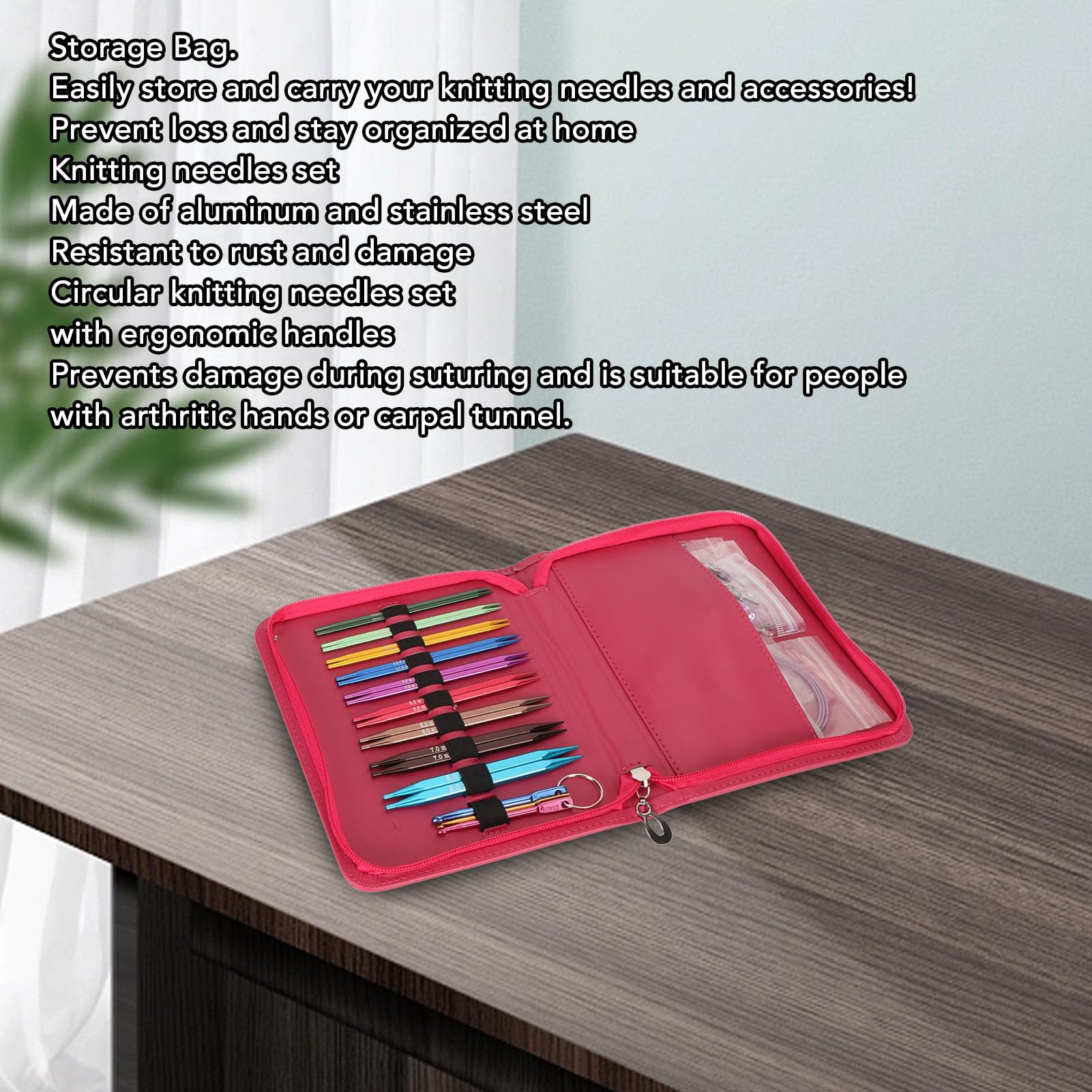 Qudinip Juego de Agujas de Tejer Circulares Intercambiables Diseño Ergonómico para Tejer Fácilmente Cómodo para Amantes de las Manualidades Aluminio 9 Pares