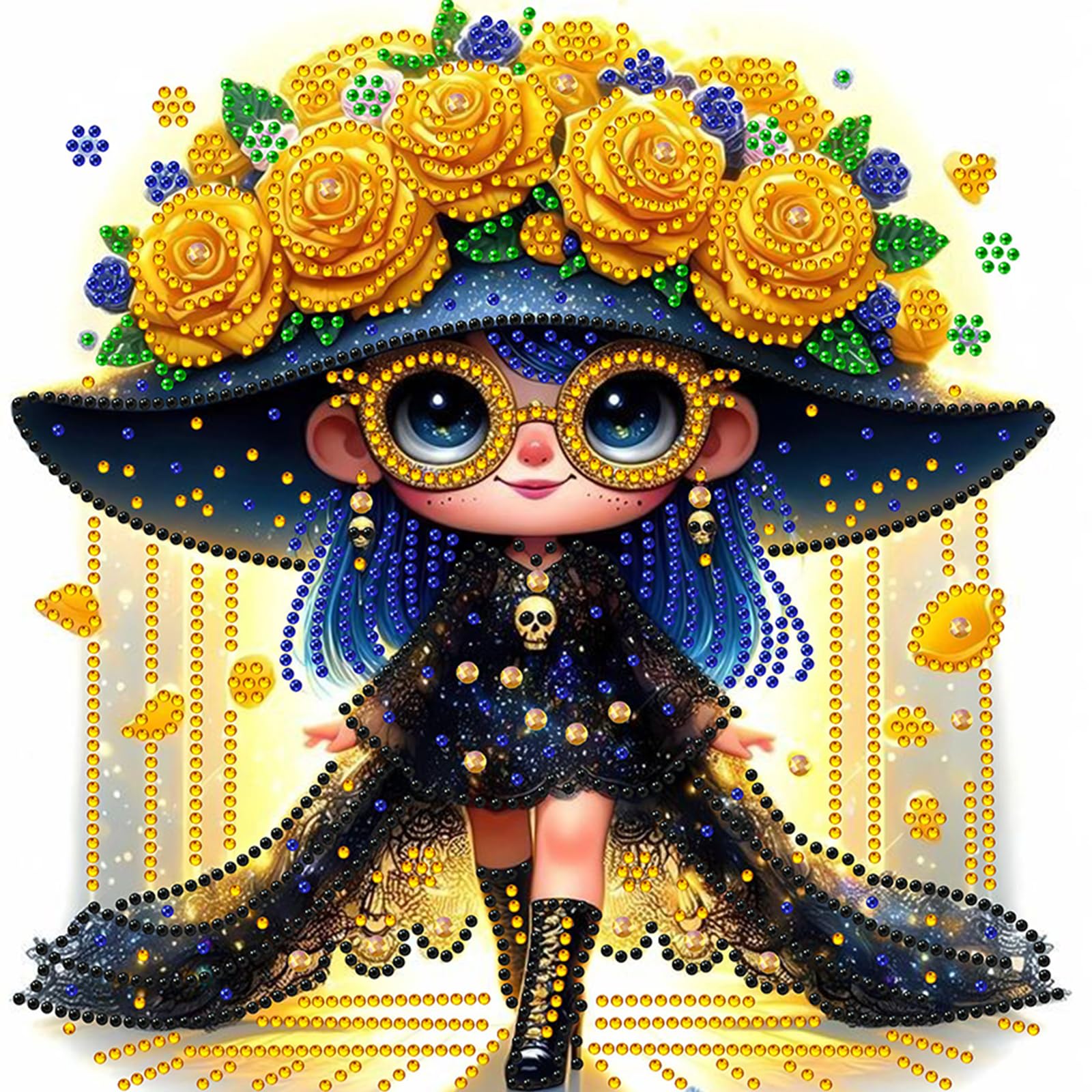5D Special Shape Diamond Art Painting Kits for Adults – Crystal Rhinestone DIY Craft, Diamond Mosaic Kit for Beginners, Wall Decor Gift 11.8x11.8 Inch(Flower Girl)