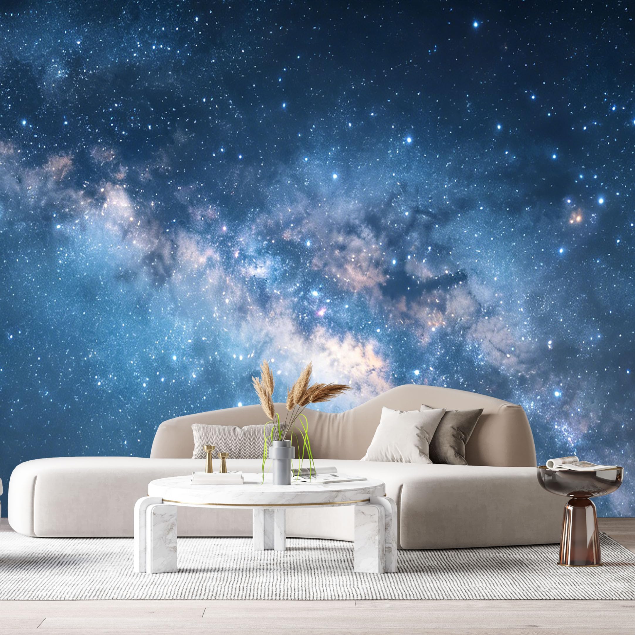 Custom Size Wall Murals Night Sky Landscape Modern Contemporary Milky Way Stars SelfAdhesiveWall Fabric Removable Wallpaper Wall Decor for Living Room Bedroom Bathroom