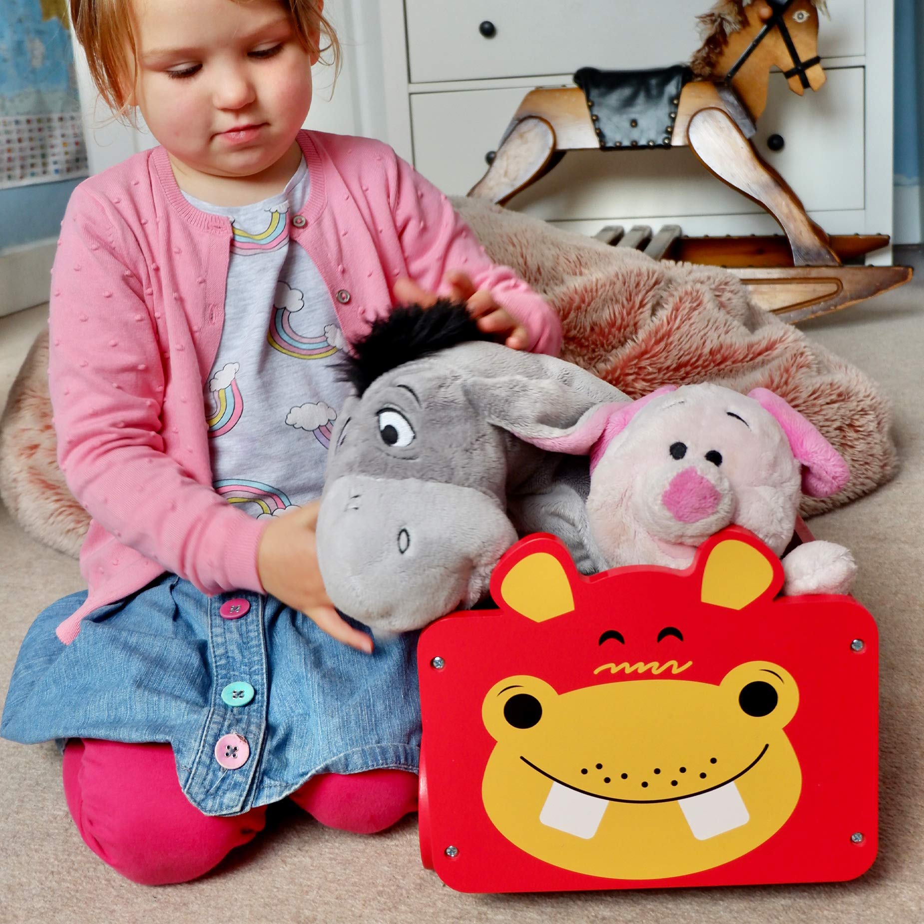 Wooden Toy Box Storage (Hippo Design) Great Wooden Toy Box for Children