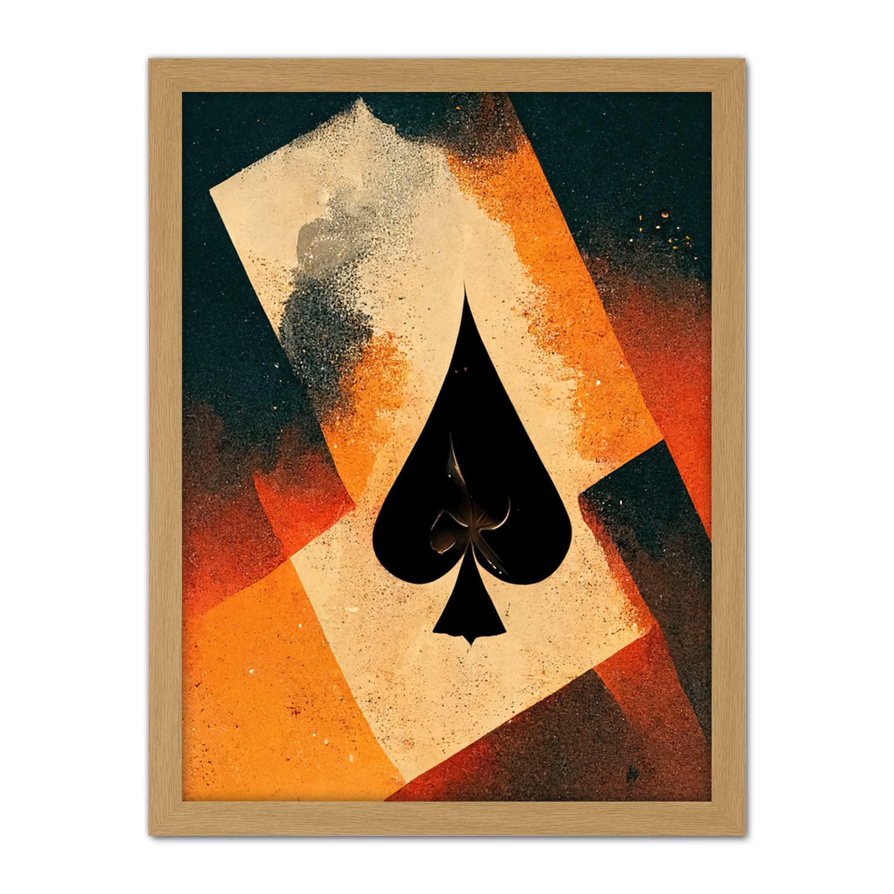 Doppelganger33 LTD Ace Of Spades Card Casino Poker Abstract Artwork Framed Wall Art Print 18X24 Inch