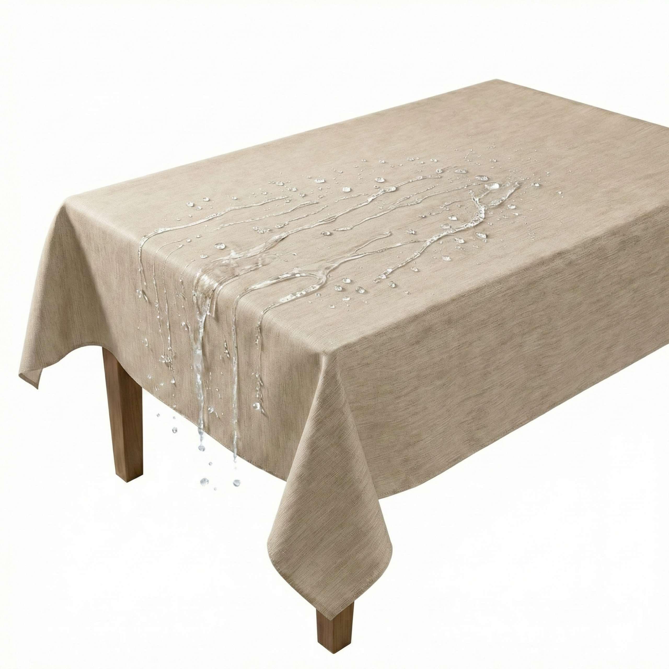 Artwelt Wachstuchtischdecke Abwaschbar PVC Wachstischdecke in Wasserabweisend Gartentischdecke Wetterfest Outdoor Balkon (190X140cm, Sand Beige)