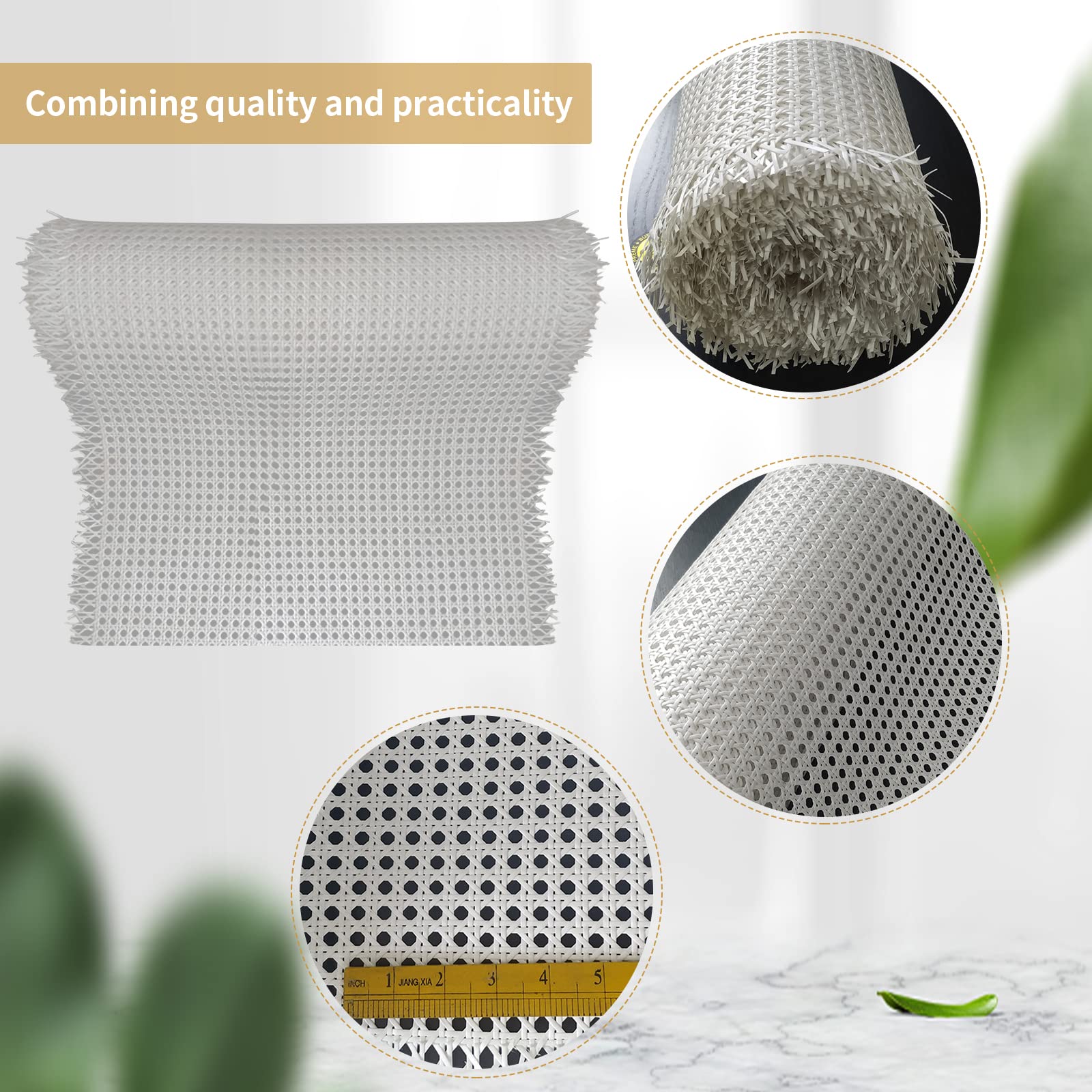 Wiener Geflecht, PE Rattan Gurtband, Breite Rattan Geflecht, Wasserdicht Wabengeflecht, Handgemachtes Rattan Kunsthandwerk für DIY Möbeldekoration , Stuhlgeflecht, Möbelgeflecht (60 x 100cm, Weiß)