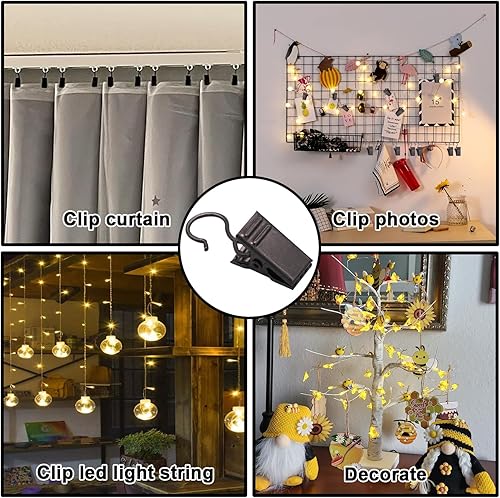 Miniatura 6 de GUKBIAY Paquete de 80 clips de cortina de metal, clips de gancho pequeños de alta resistencia para decoración de interiores y exteriores
