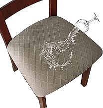 Genina Capas de assento impermeáveis para cadeiras de sala de jantar, capas de cadeira de jantar, capas de cadeira de cozinha (cinza, 4 peças)