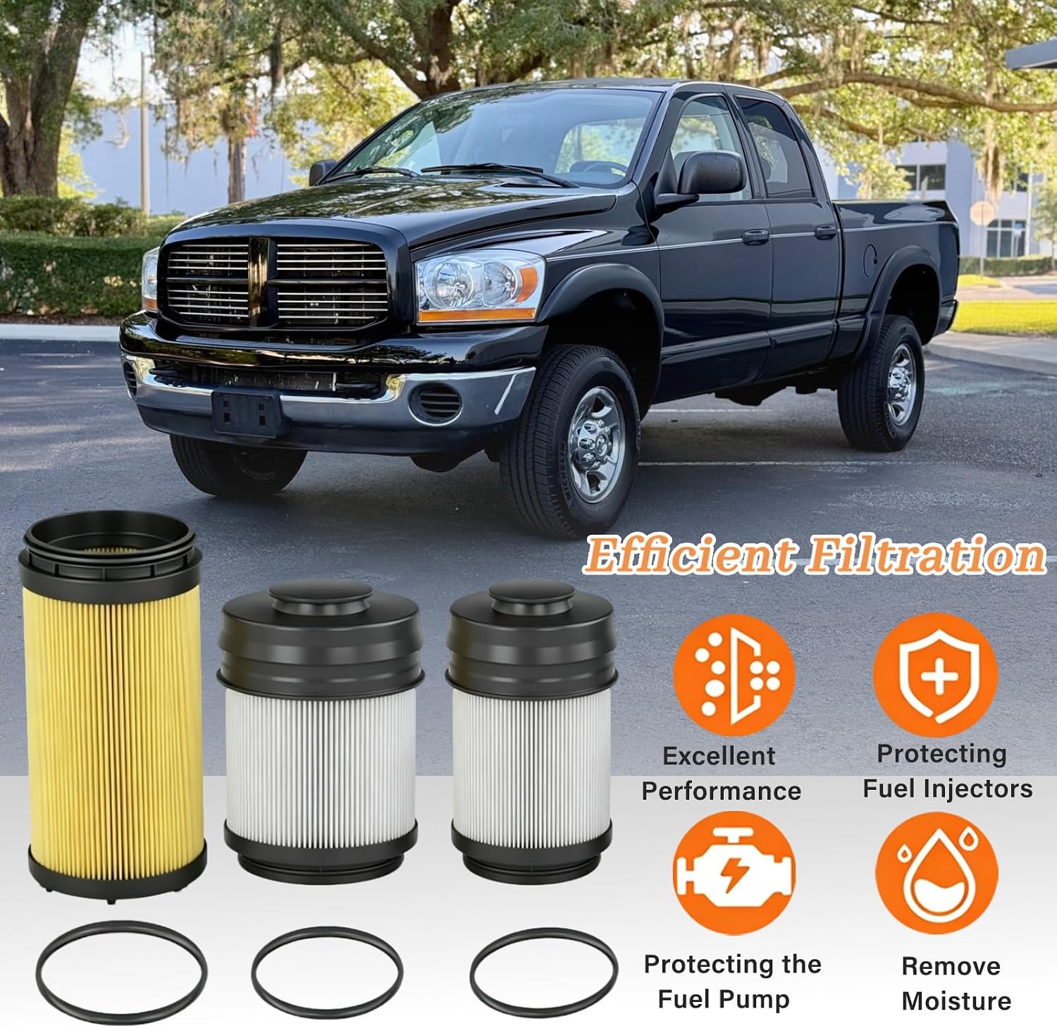 68677800AA 68677810AA Fuel Filter Water Separator Oil Filter Set Compatible with Dodge Ram 2500 3500 4500 5500 Cummins 6.7L Turbo Diesel Engines 2025-2026, Replace LF16453 FK11008NN, 3PCS