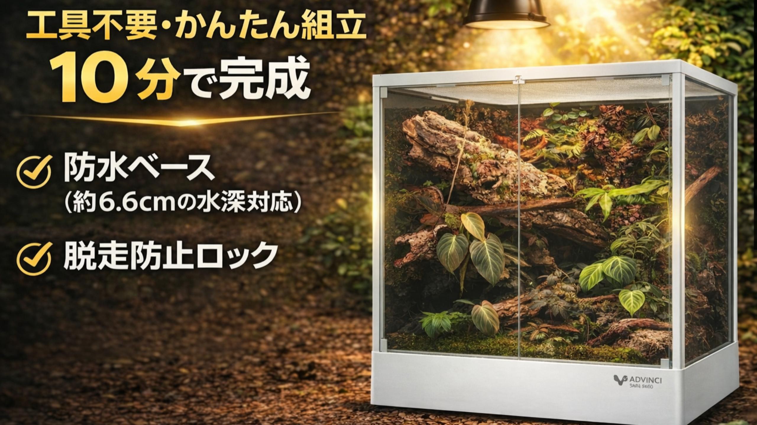 Amazon | ADVINCI 爬虫類飼育ケージ 60×45×60cm 162L 強化ガラス完全