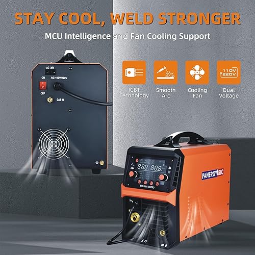 Miniatura 7 de Mig Welder 200A Soldador de alimentación de alambre sinérgico Máquina de soldadura portátil, 4 en 1 Gas MIGFlux Core MIGStickLift TIG Soldador