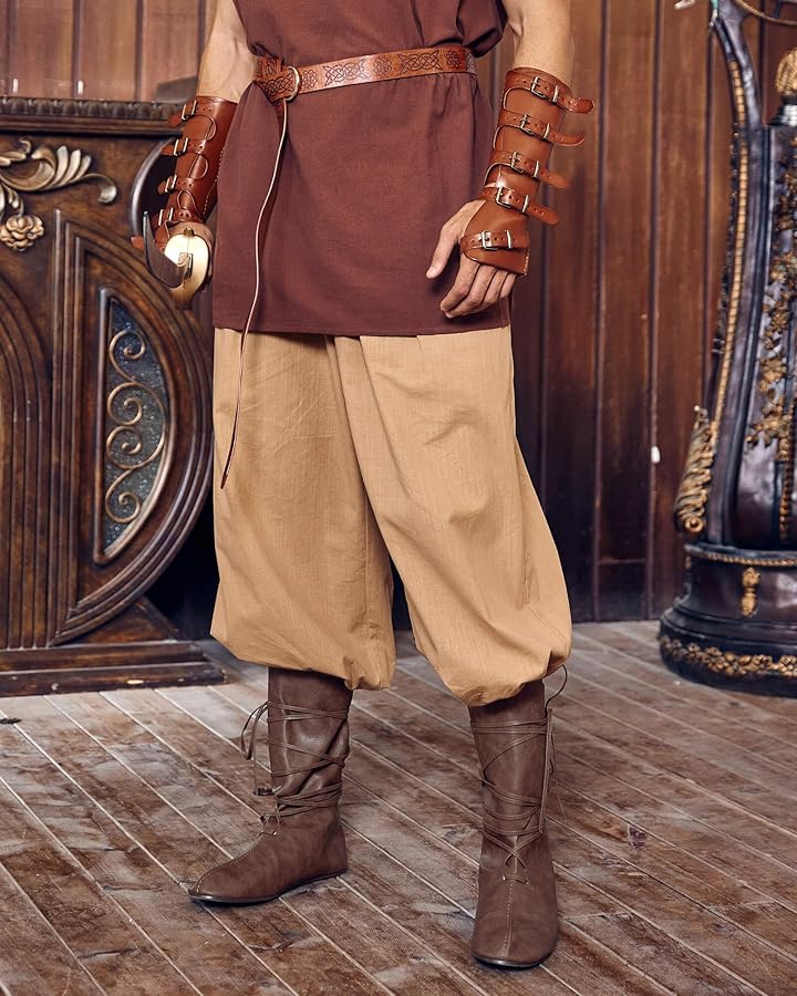 ZHFF Bottes En Cuir PU - Bottes Chevaliers Mid Tube à Talon Bas - Renaissance Medieval Cosplay Boots Pour Cosplay Carnival Party,Gris,43