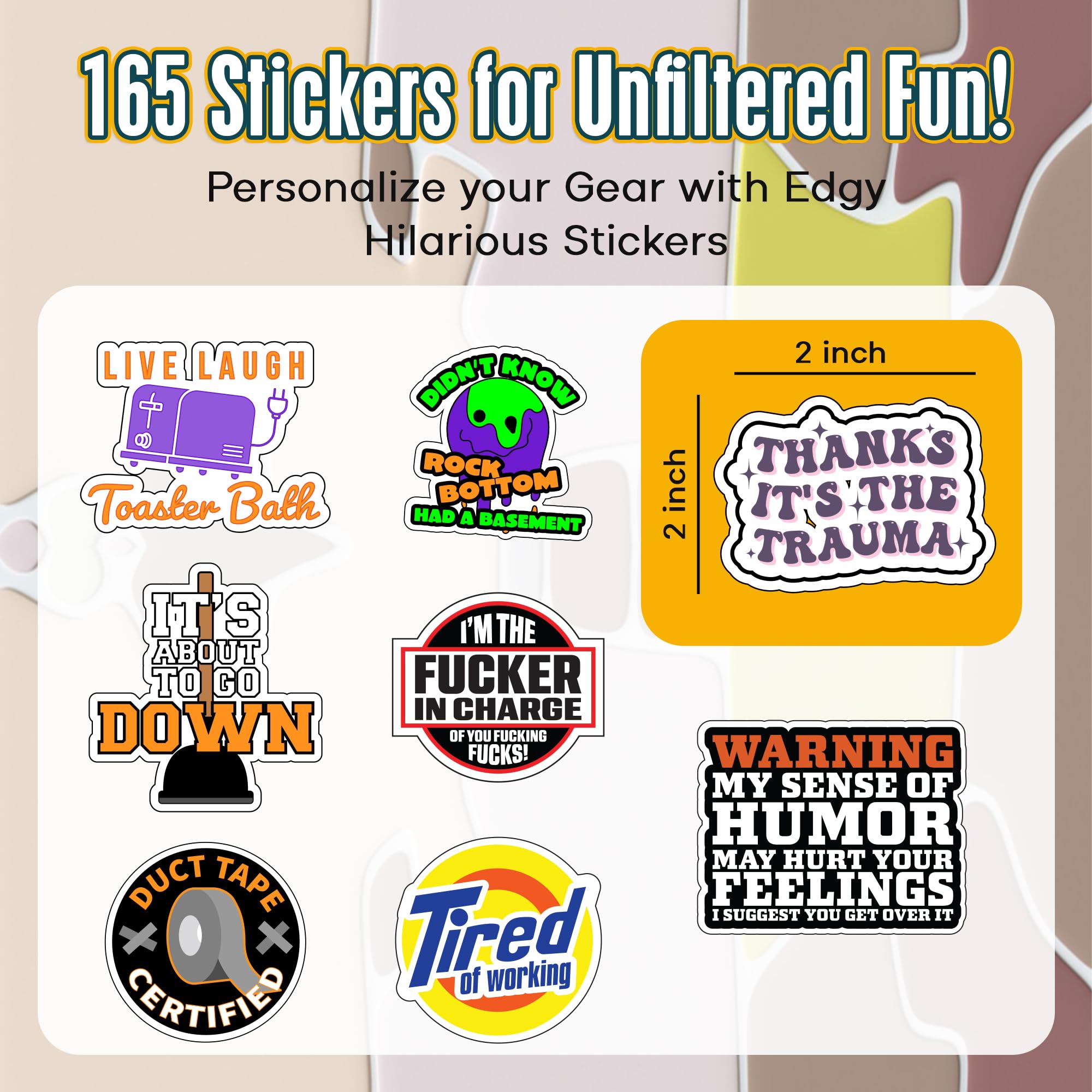 165 Pcs Hard Hat Stickers for Adults | Crood Humor | Reusable Waterproof Vinyl Stickers | Perfect for Hard Hats, Coffee Mugs, Laptops, Tools and Lunch Boxes