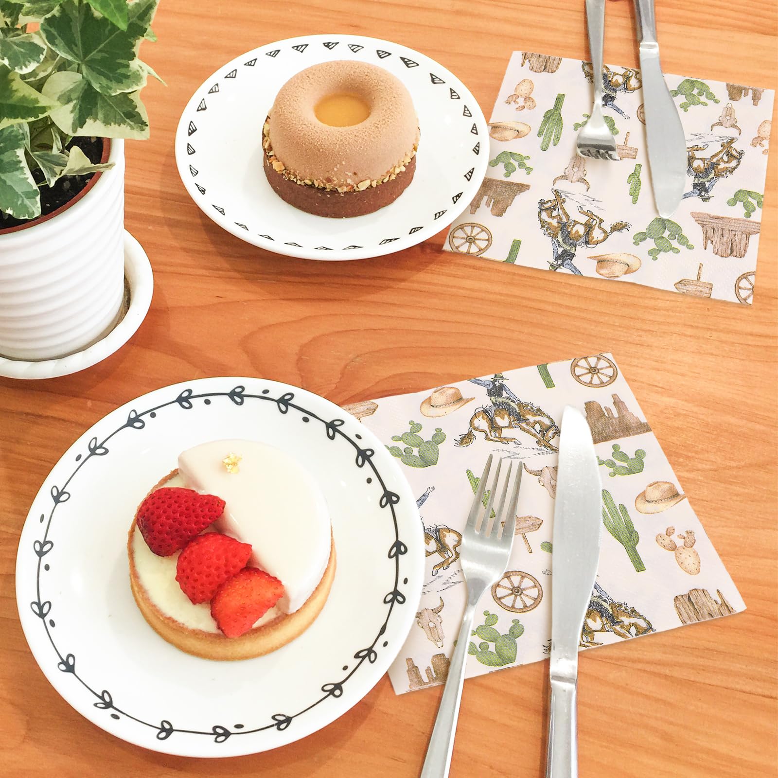JarThenaAMCS Papierservietten, Motiv: Western Cowboy, Wilder Westen, Rodeo, Einweg-Servietten, tropisches Dessert, Abendessen, Handserviette für Geburtstag, Babyparty, 50 Stück